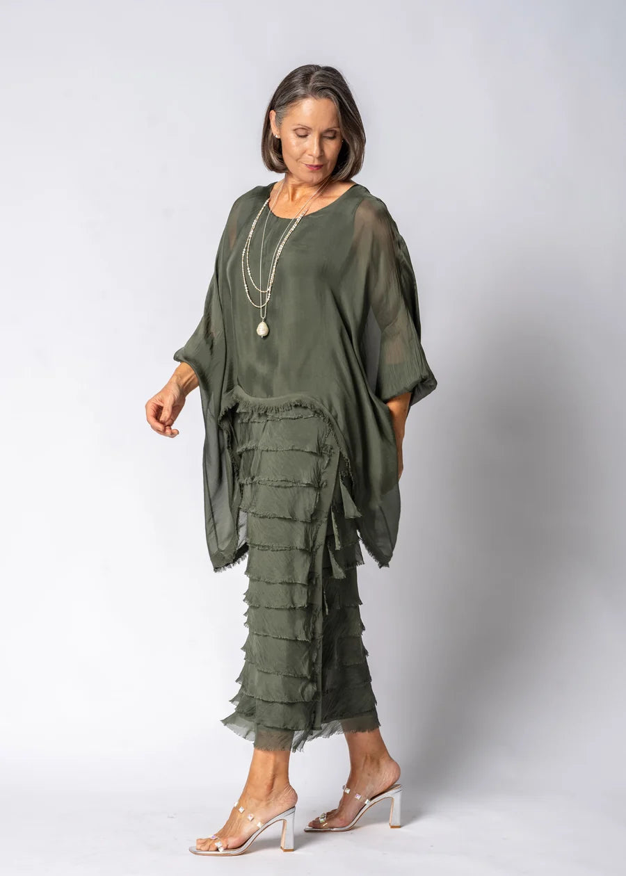 Candie Silk Dress (Khaki)