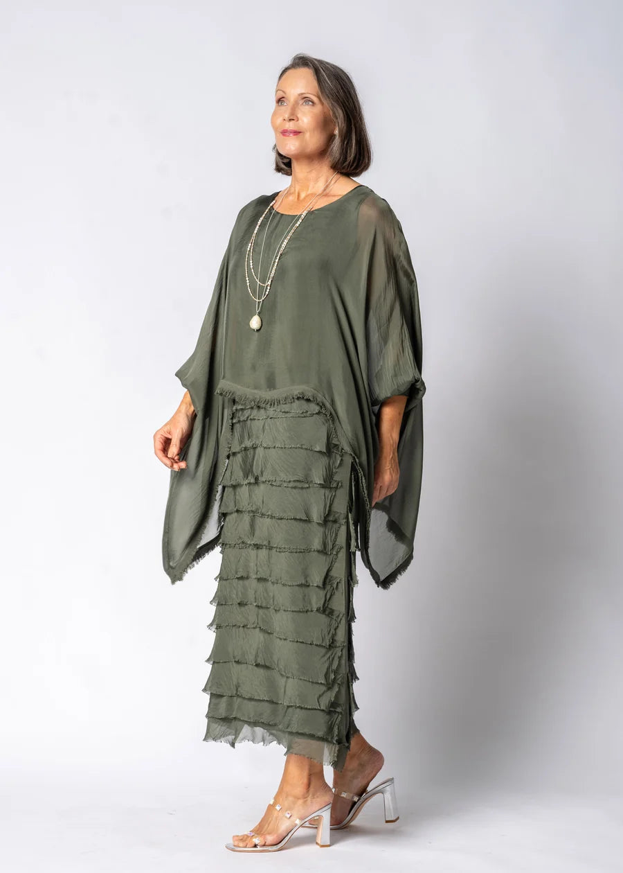 Candie Silk Dress (Khaki)