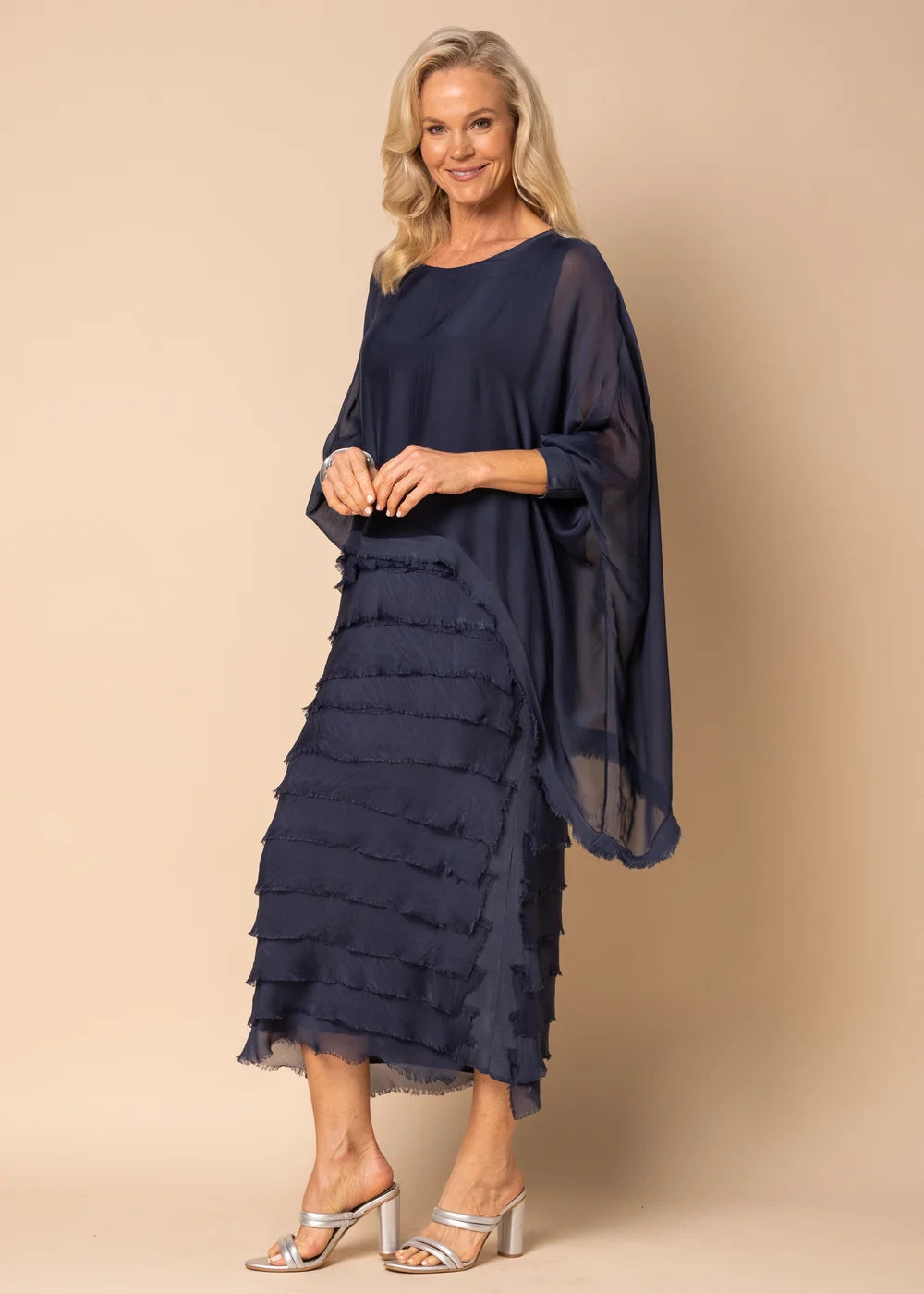 Candie Silk Dress (Navy)