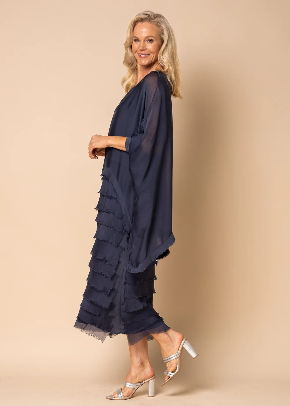 Candie Silk Dress (Navy)