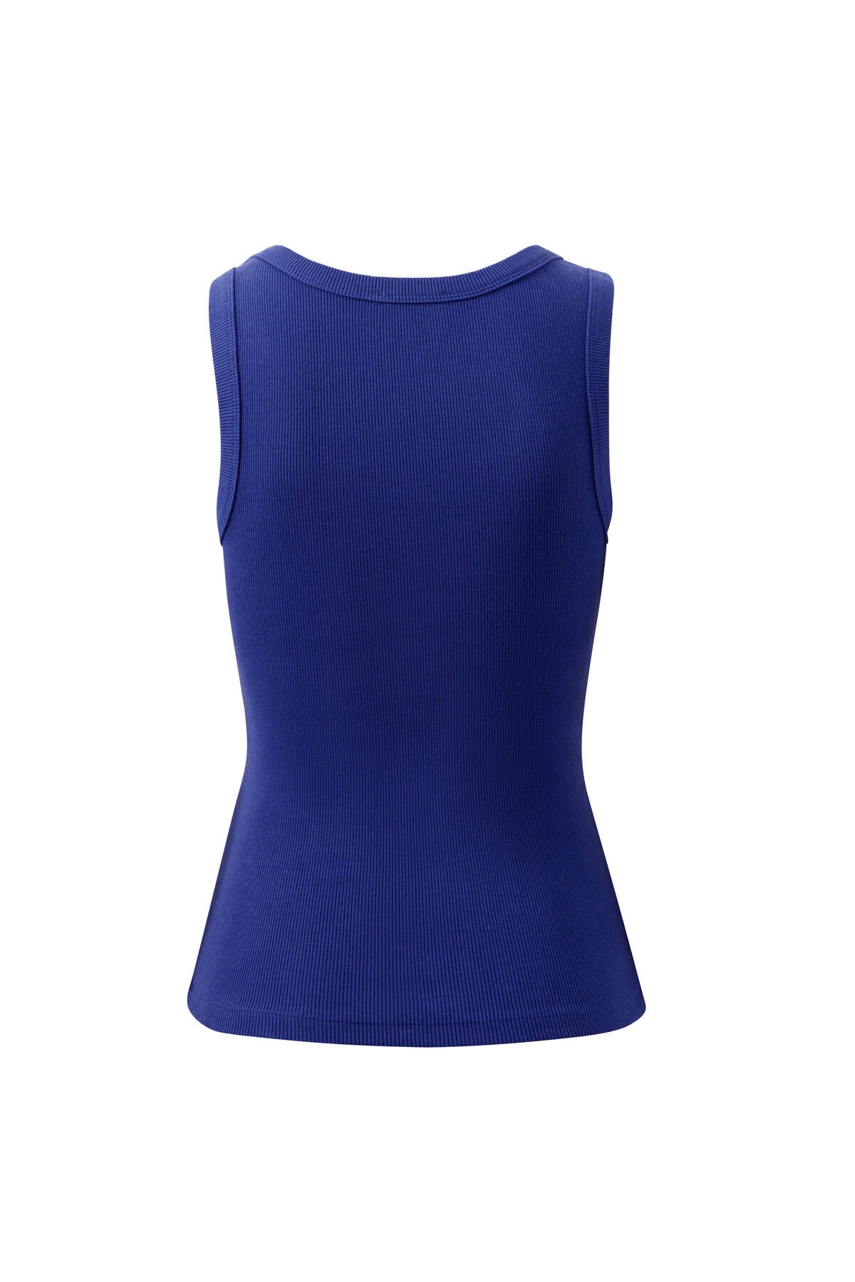 Zoe Contour Rib Scoop Tank (Polo Blue/Butter Monogram)