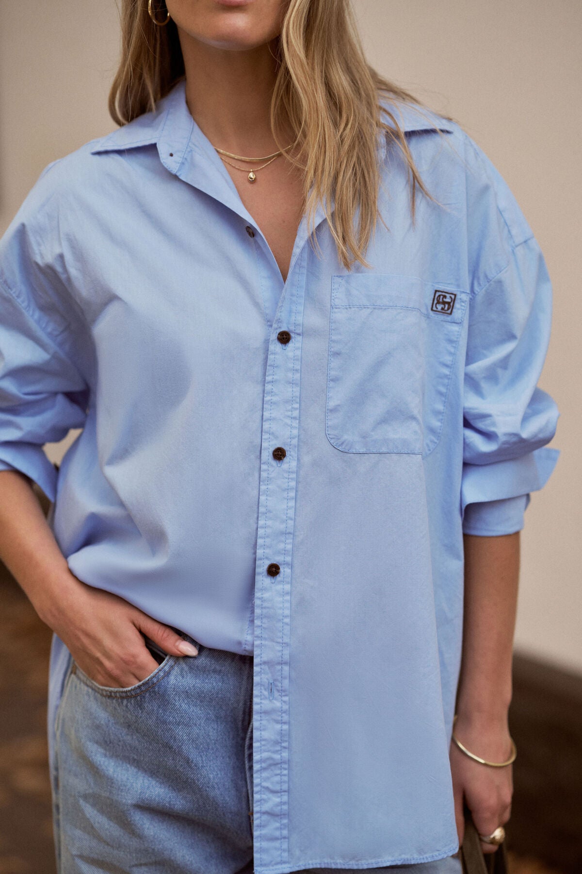 Peta Oversized Shirt (Sky Blue)