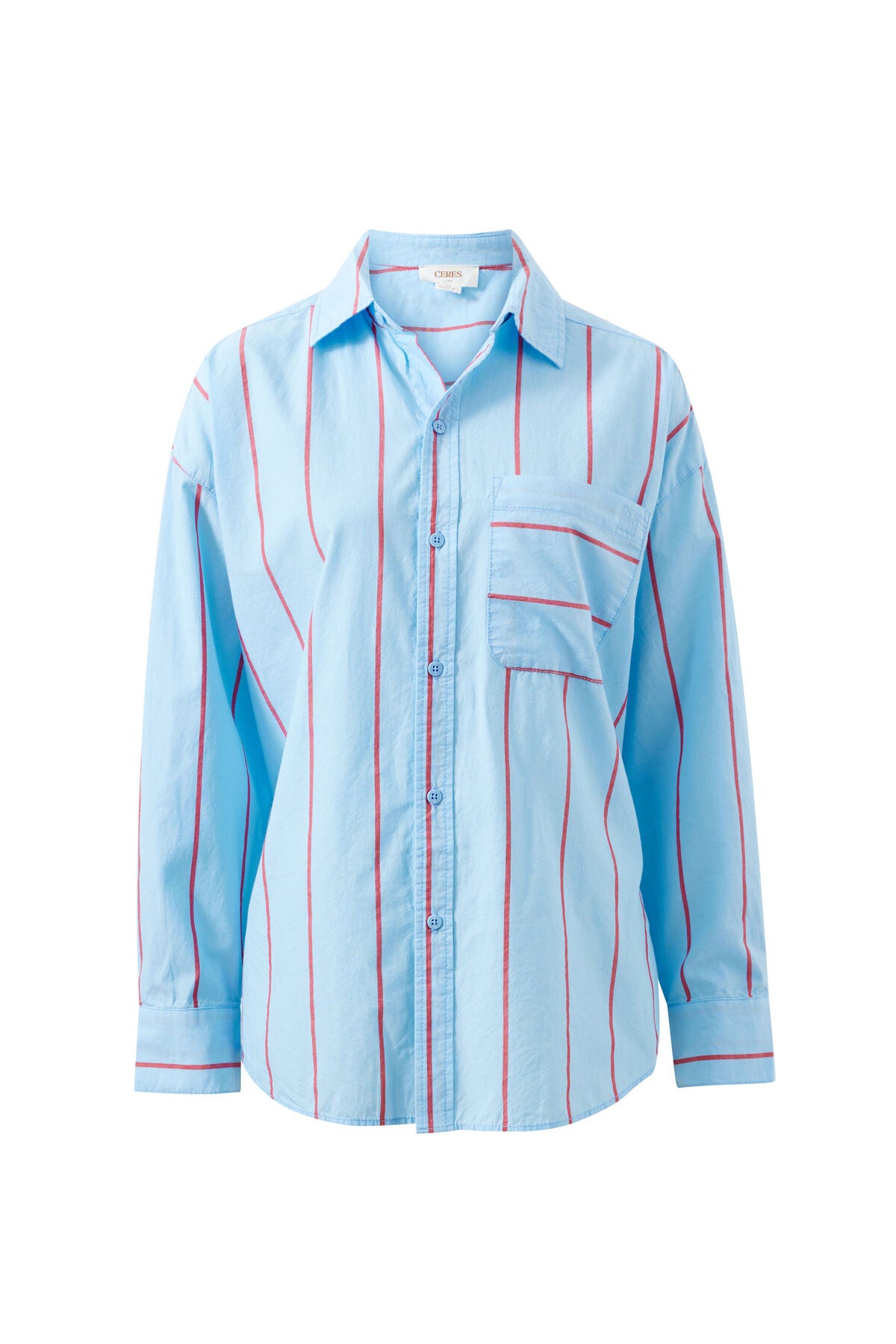 Peta Oversized Shirt (Fresh Blue Red Bold Stripe)