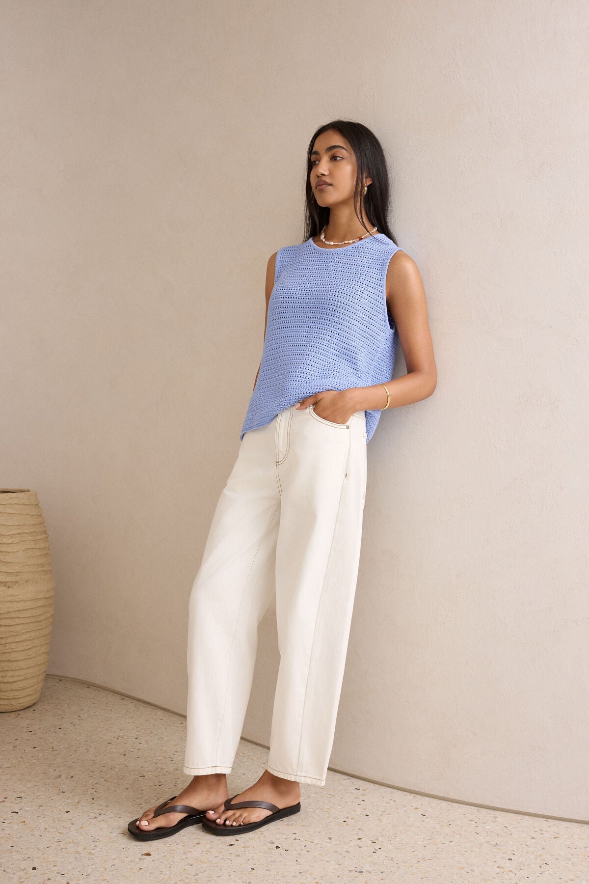 Margot Mesh Knit Tank (Sky Blue)