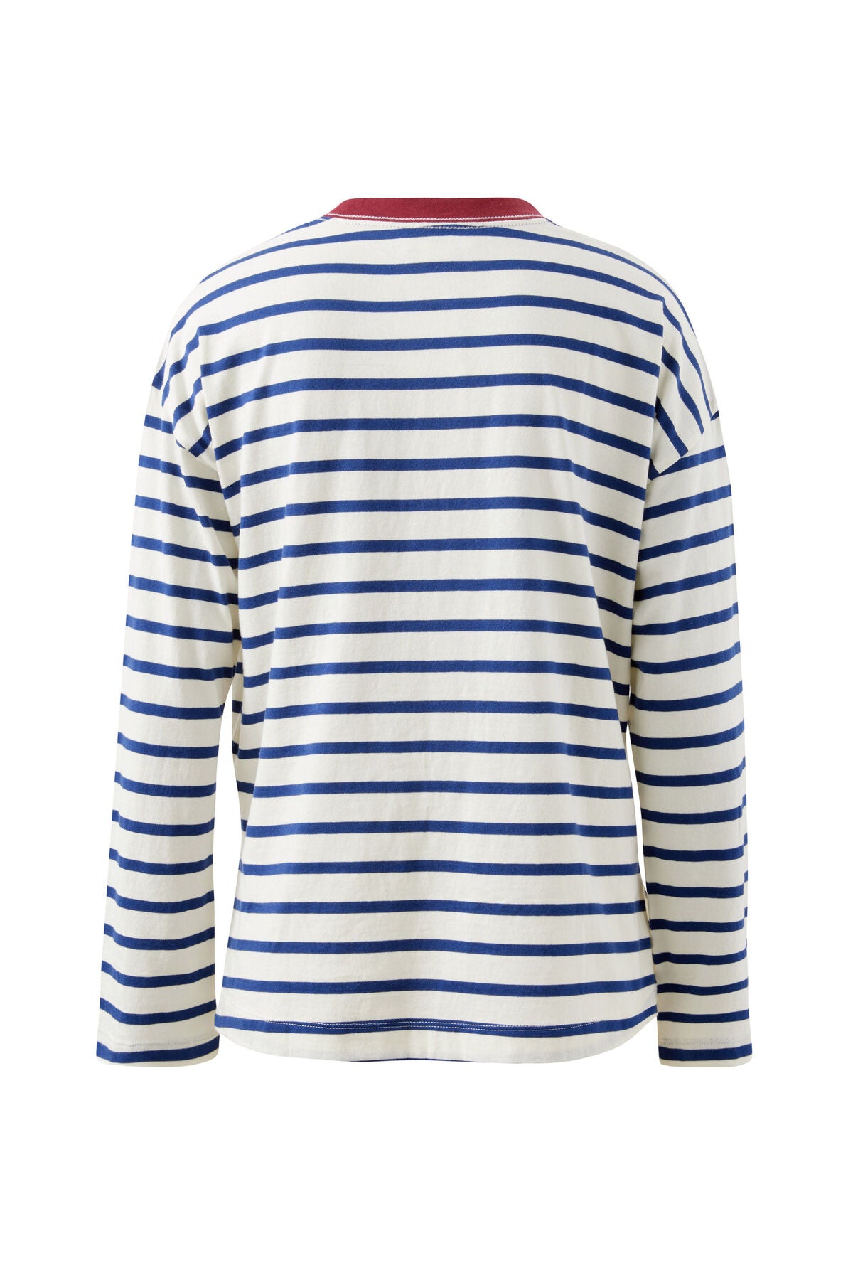 Scout Slouchy Long Sleeve Tee (Milk Prussian Blue Stripe)