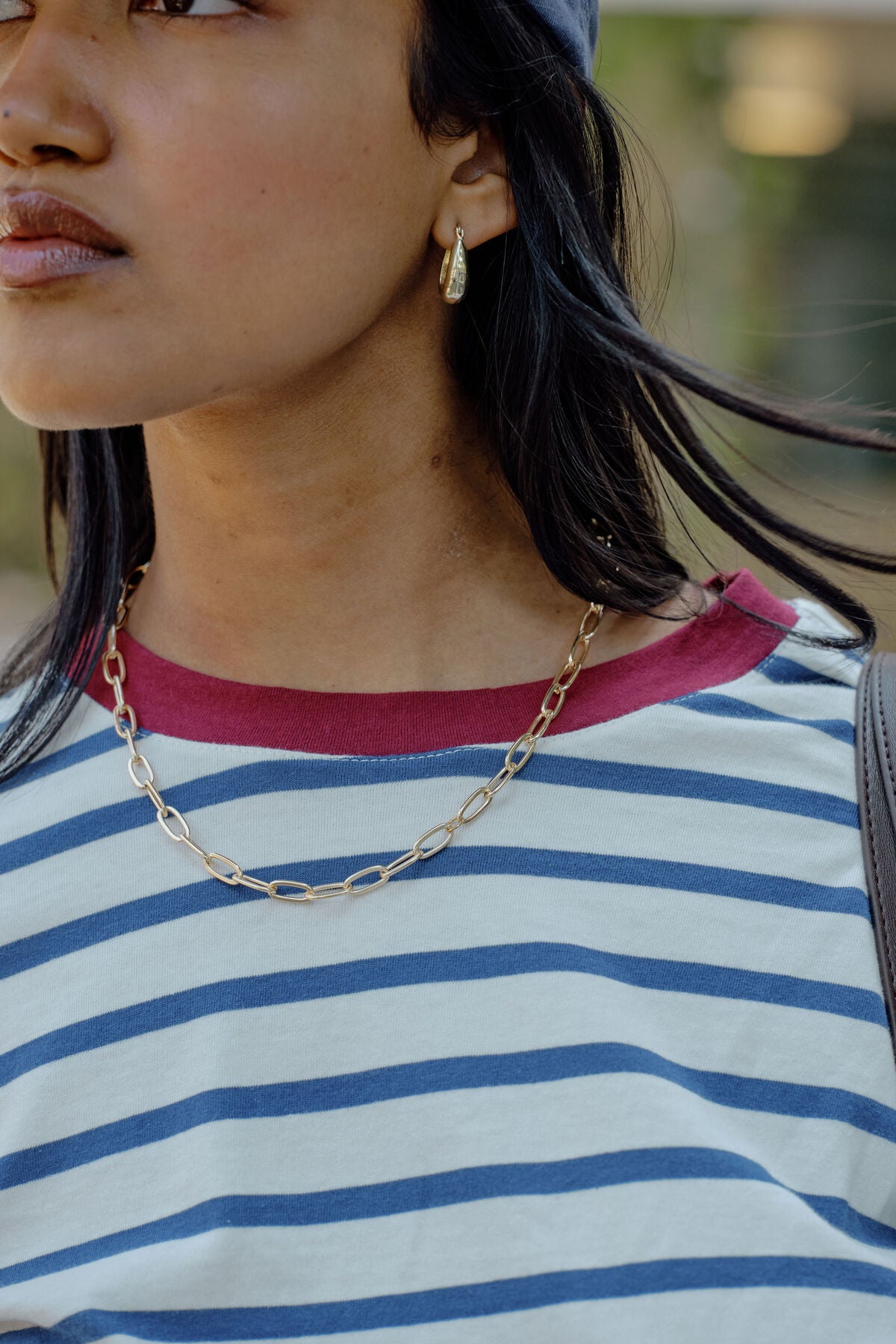 Scout Slouchy Long Sleeve Tee (Milk Prussian Blue Stripe)