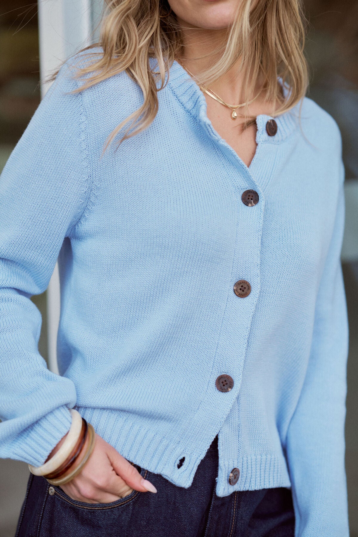 Nelly Long Sleeve Knit Cardi (China Blue)