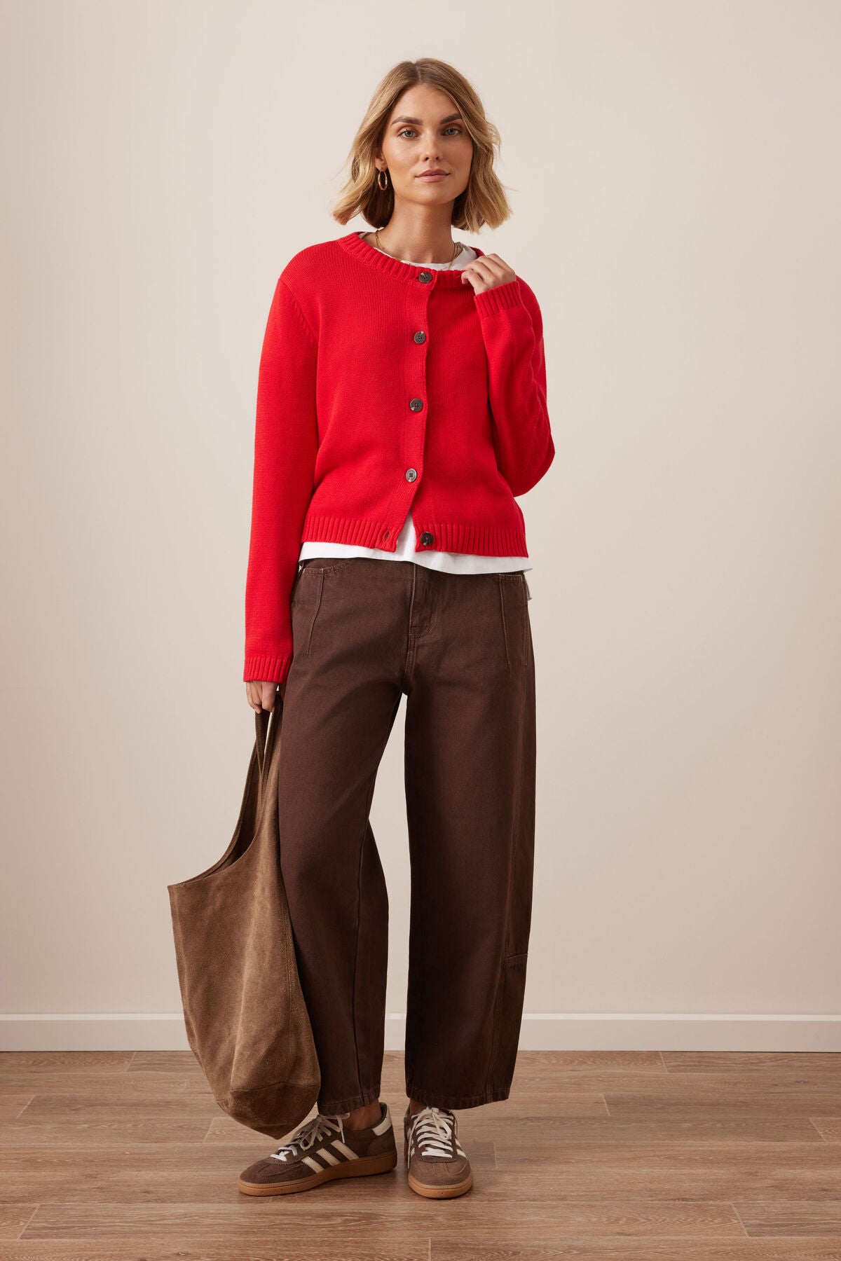 Nelly Long Sleeve Knit Cardi (Fiery Red)