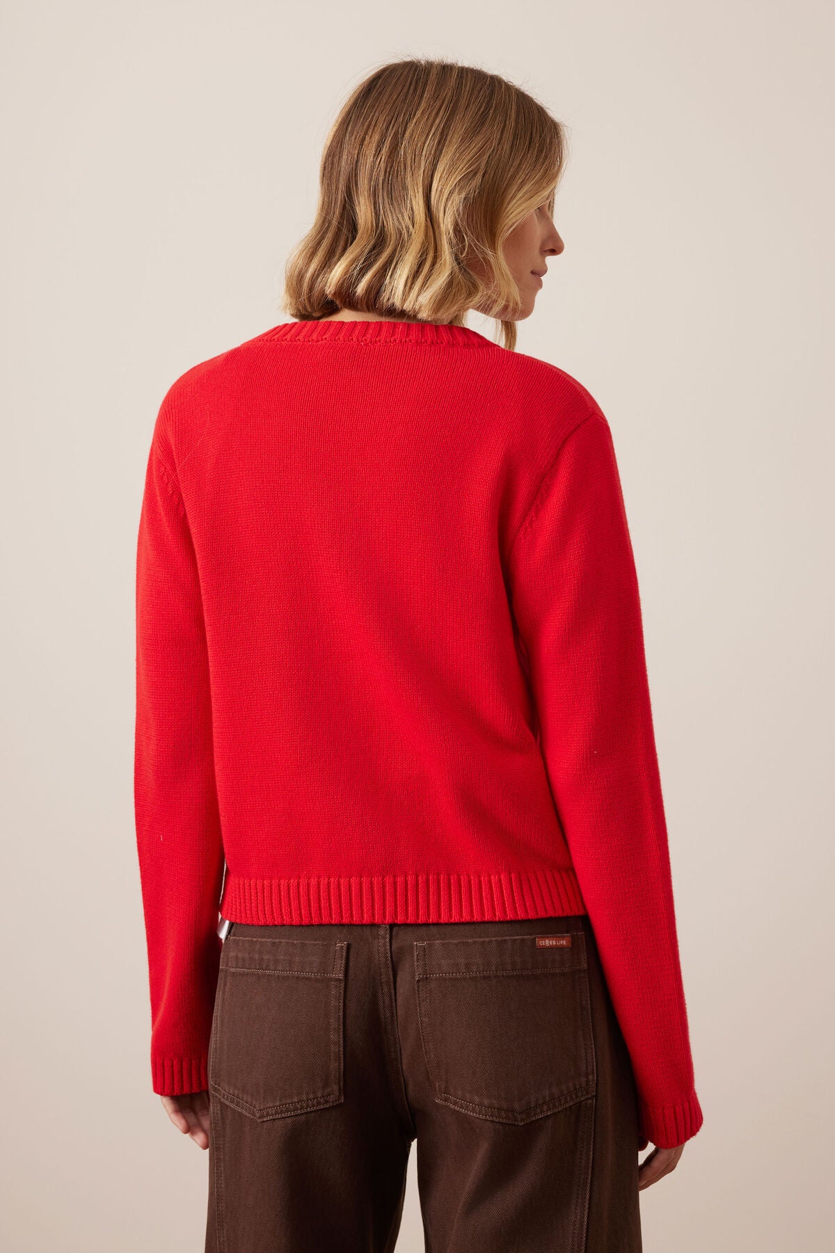 Nelly Long Sleeve Knit Cardi (Fiery Red)