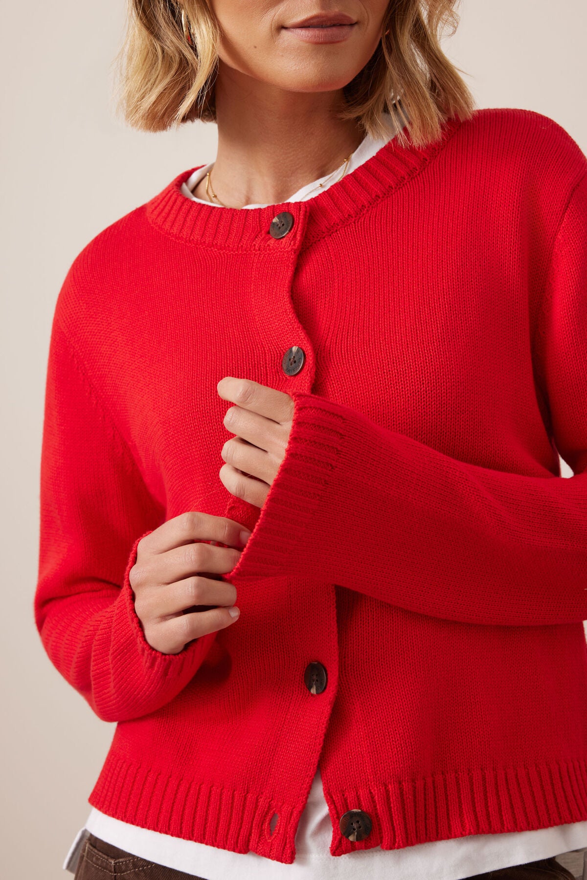 Nelly Long Sleeve Knit Cardi (Fiery Red)