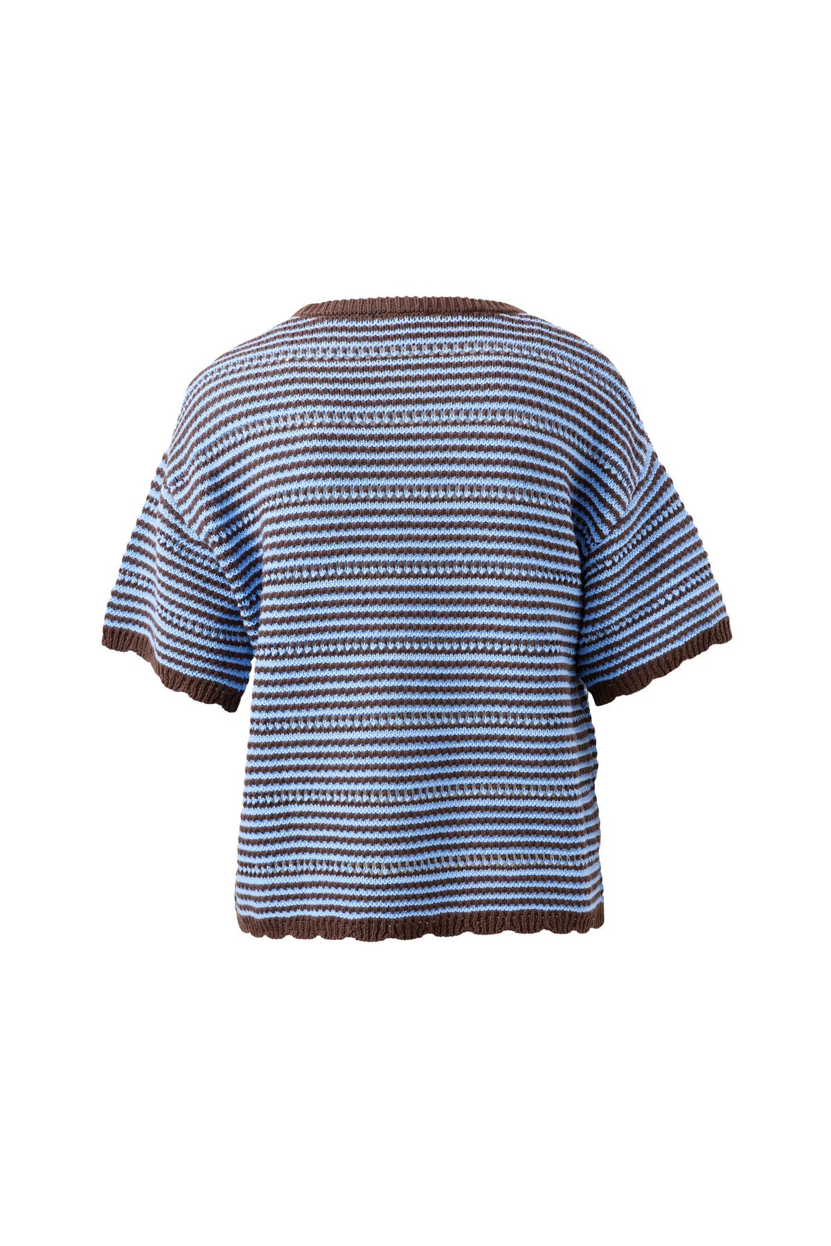 Nina Boxy Knit Tee (Brunette Sky Blue Stripe)
