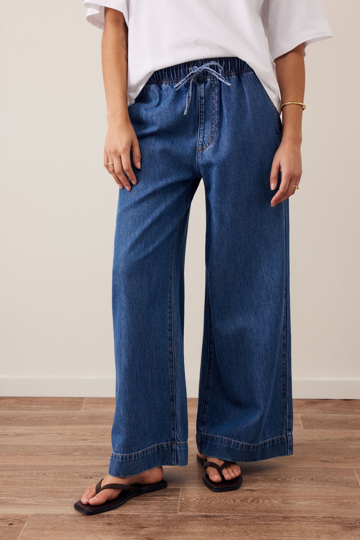 Andie Wide Leg Drawstring Pant (Fresh Indigo)