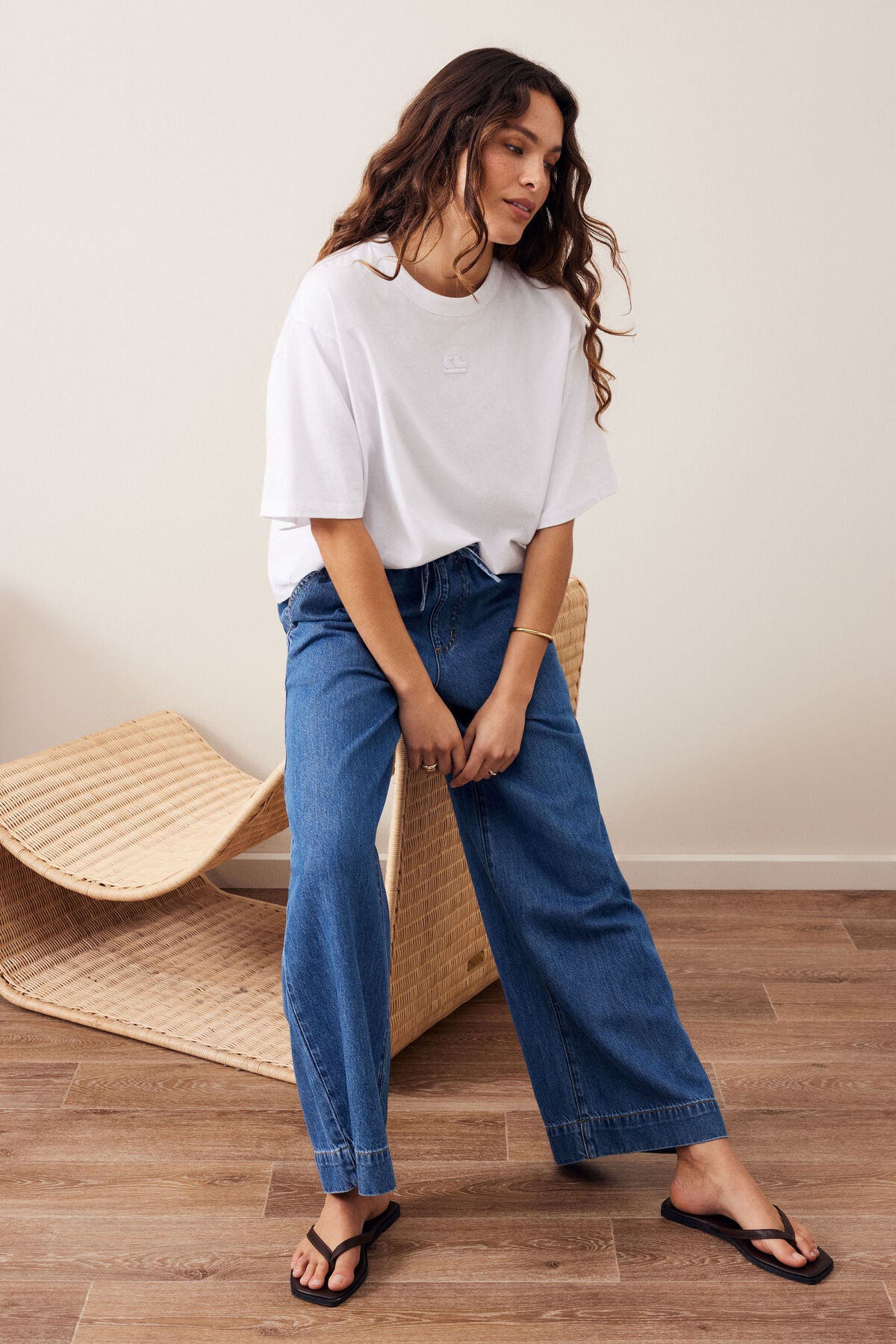 Andie Wide Leg Drawstring Pant (Fresh Indigo)