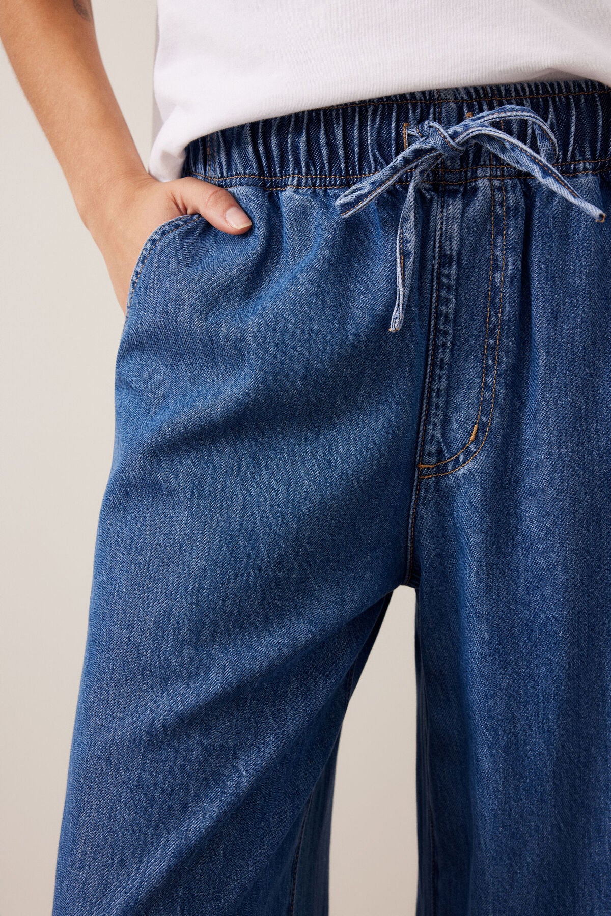 Andie Wide Leg Drawstring Pant (Fresh Indigo)