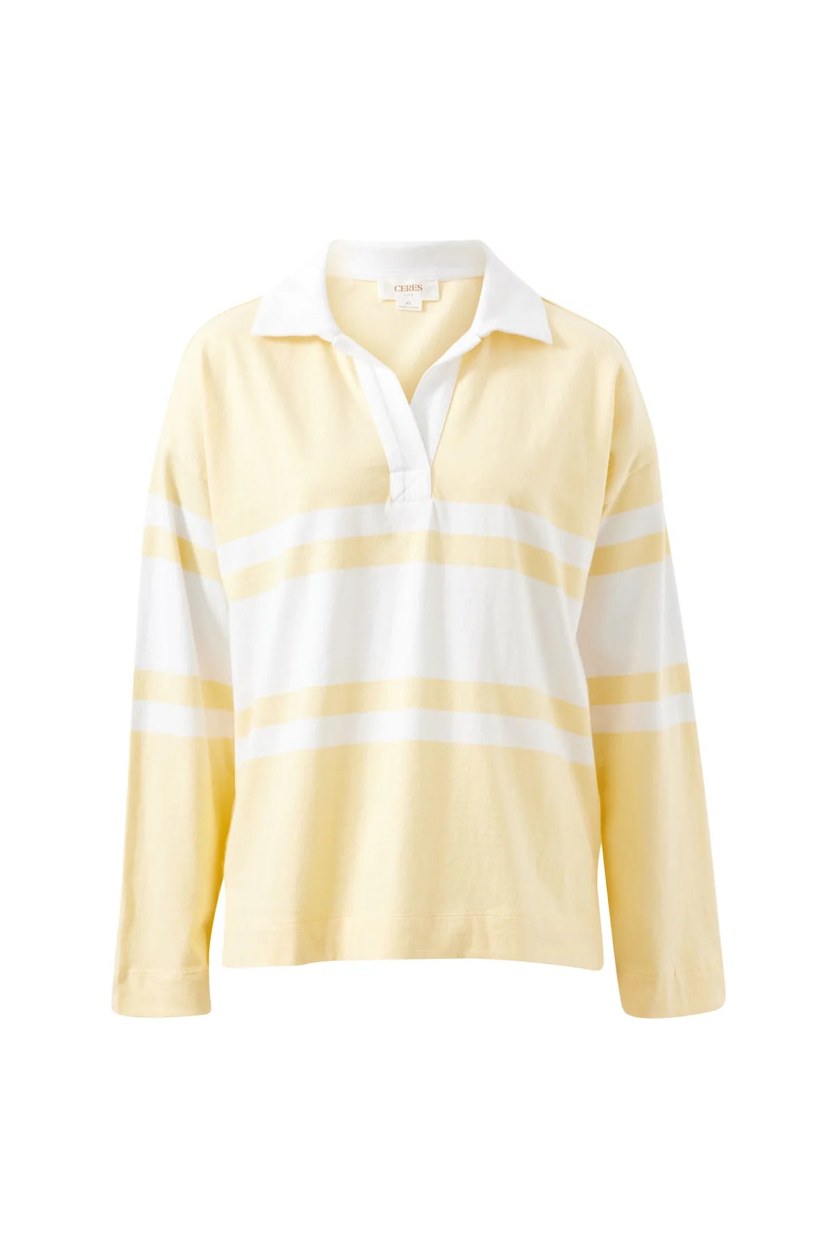 Shelby Slouchy Rugby Top (Butter/White Placement Stripe)