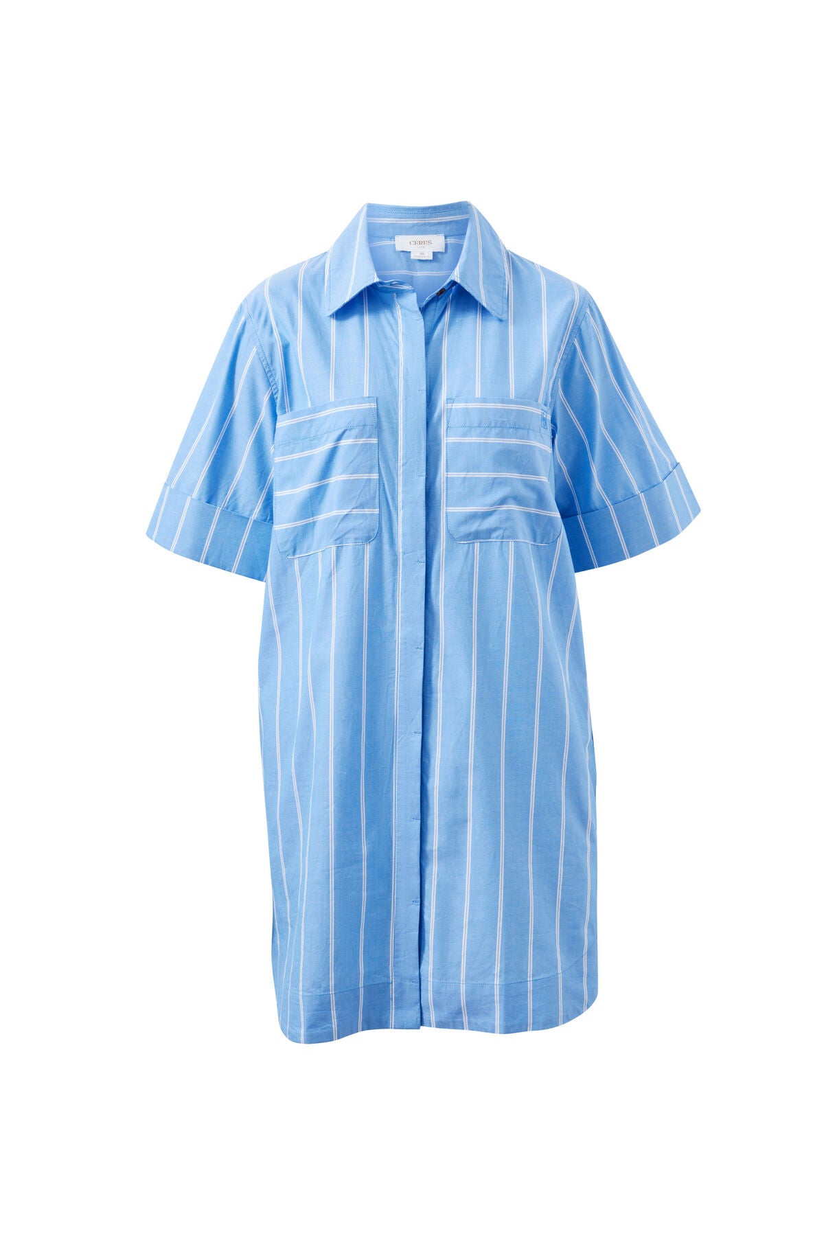 Sara Mini Shirt Dress (Oxford Blue White Stripe)