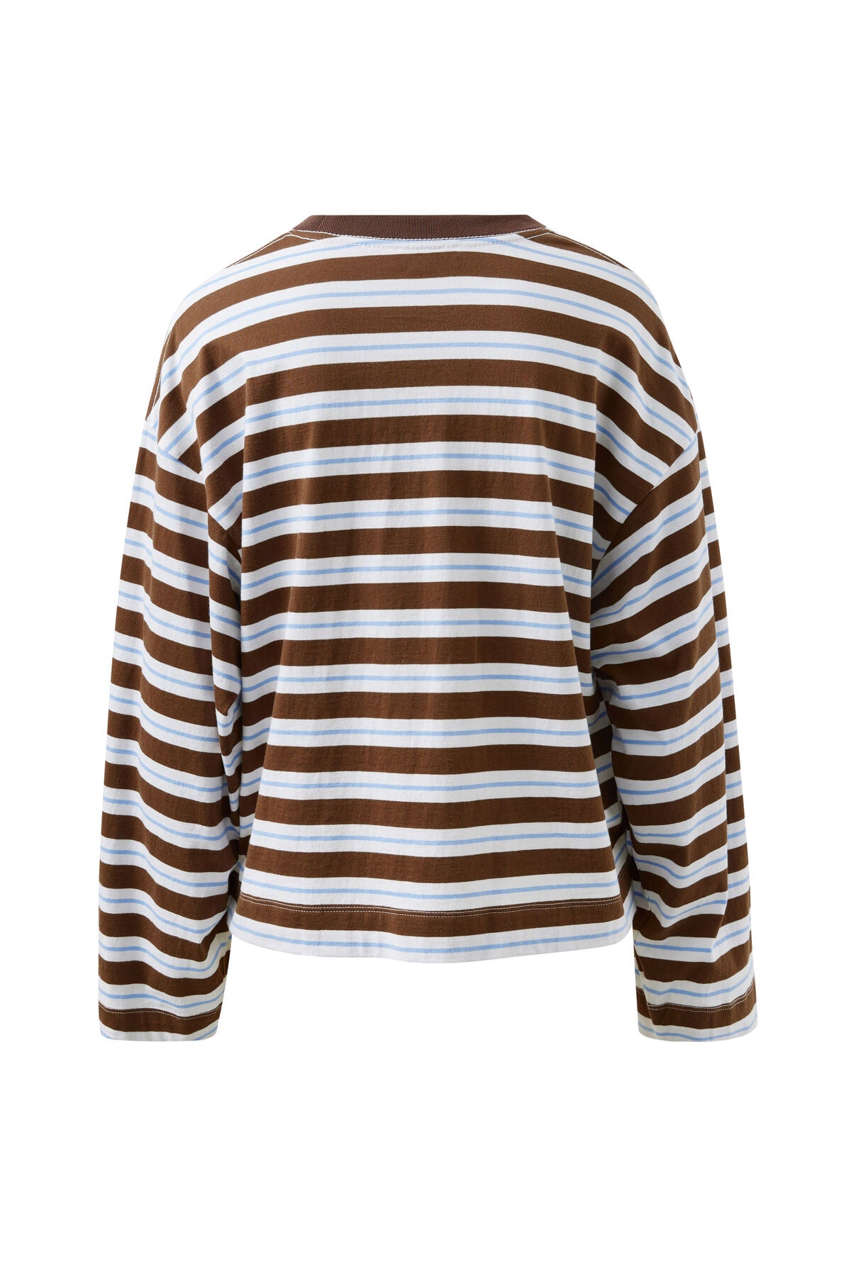 Beau Long Sleeve Slouchy Tee (Cocoa Sky Blue Stripe)