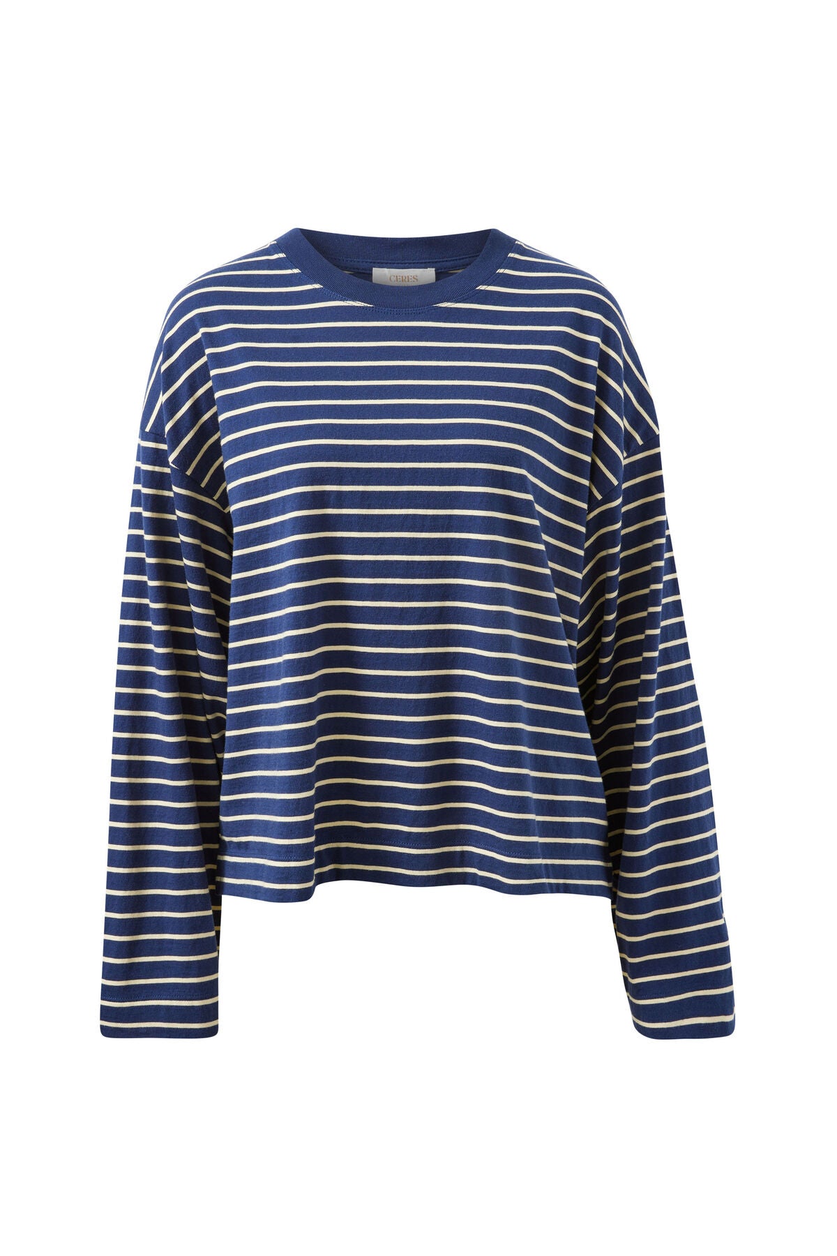 Beau Long Sleeve Slouchy Tee (Heritage Navy/Marshmallow Stripe)