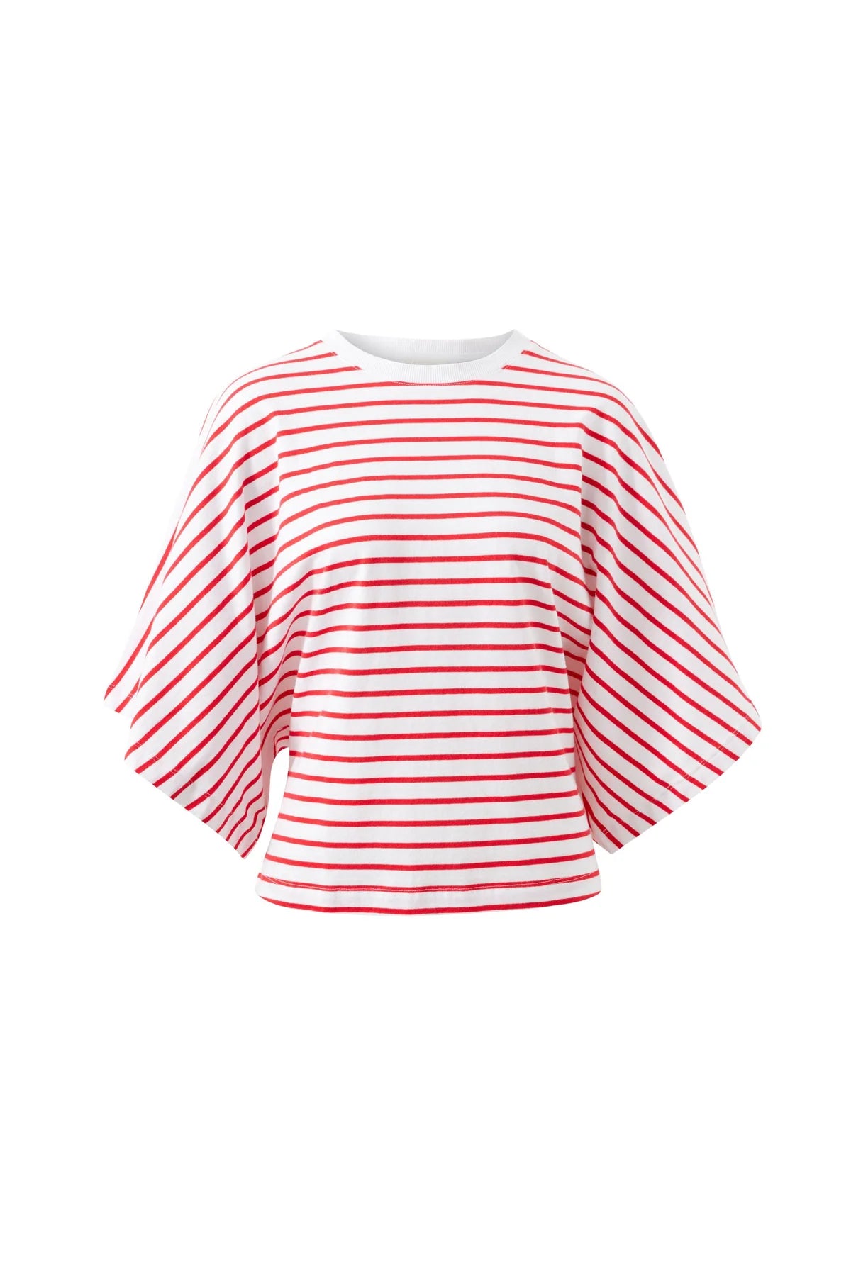 Lucy Relaxed Sleeve Tee (White/Heritage Red Stripe)