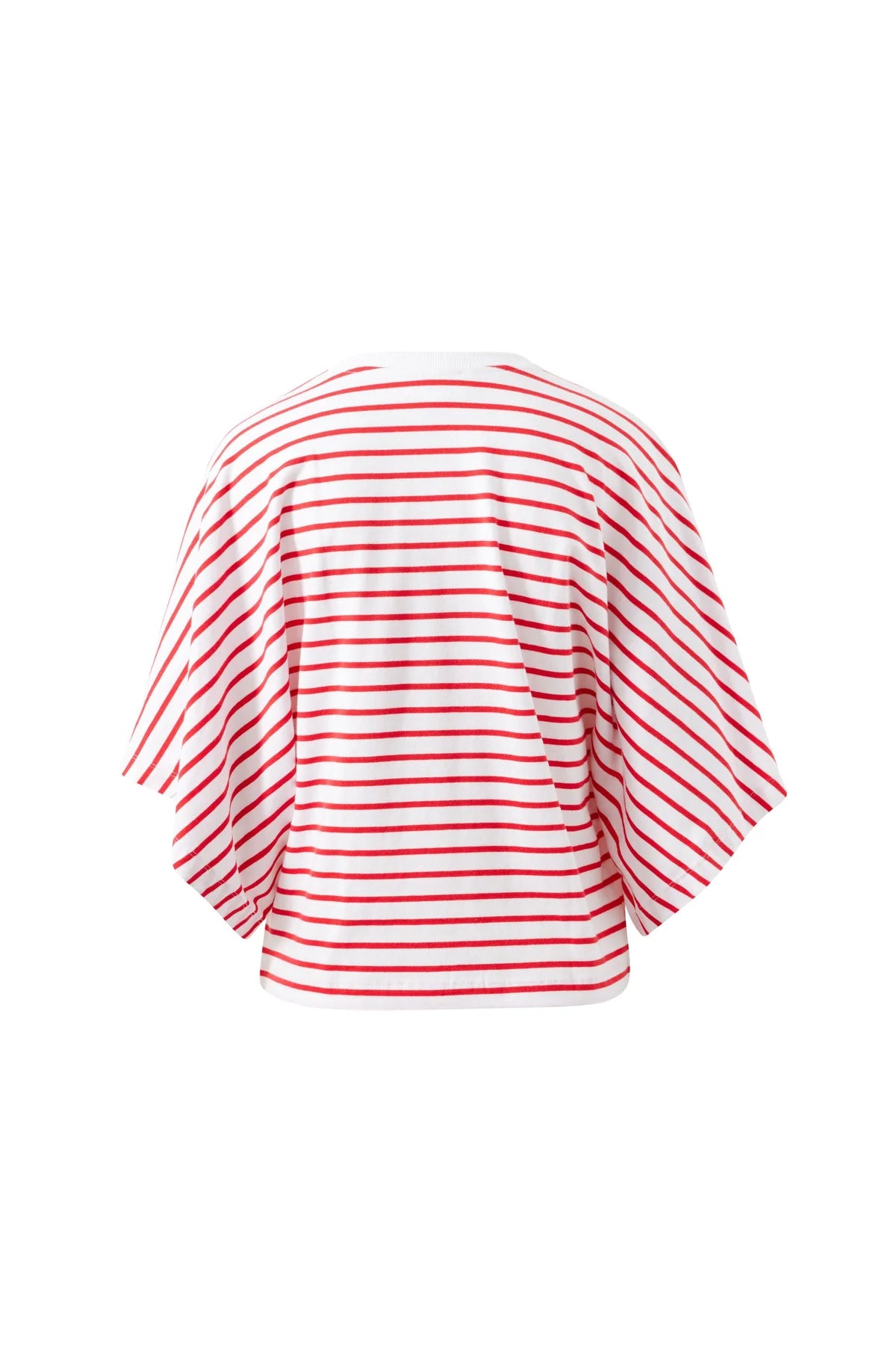 Lucy Relaxed Sleeve Tee (White/Heritage Red Stripe)