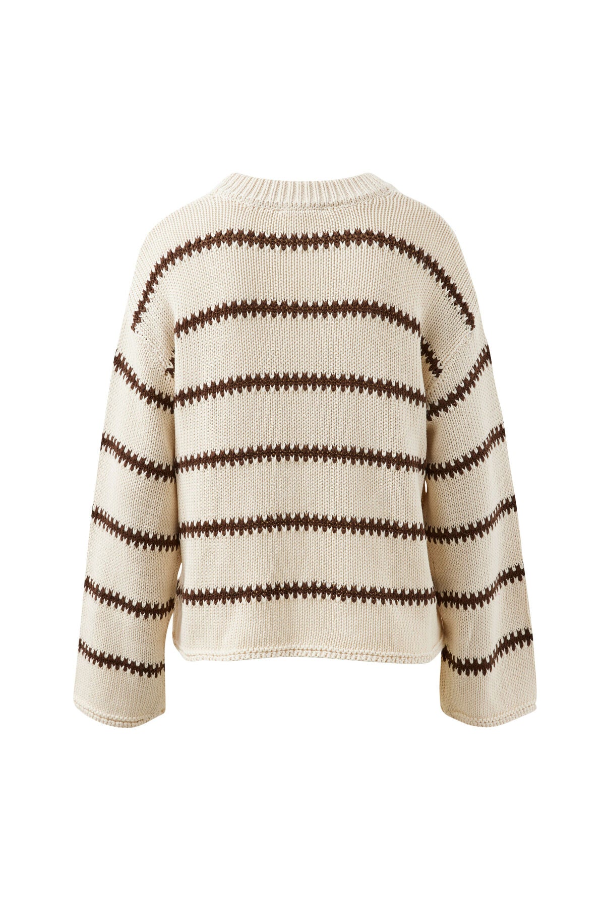 Lila Oversized Knit Crew (Ecru Stripe)