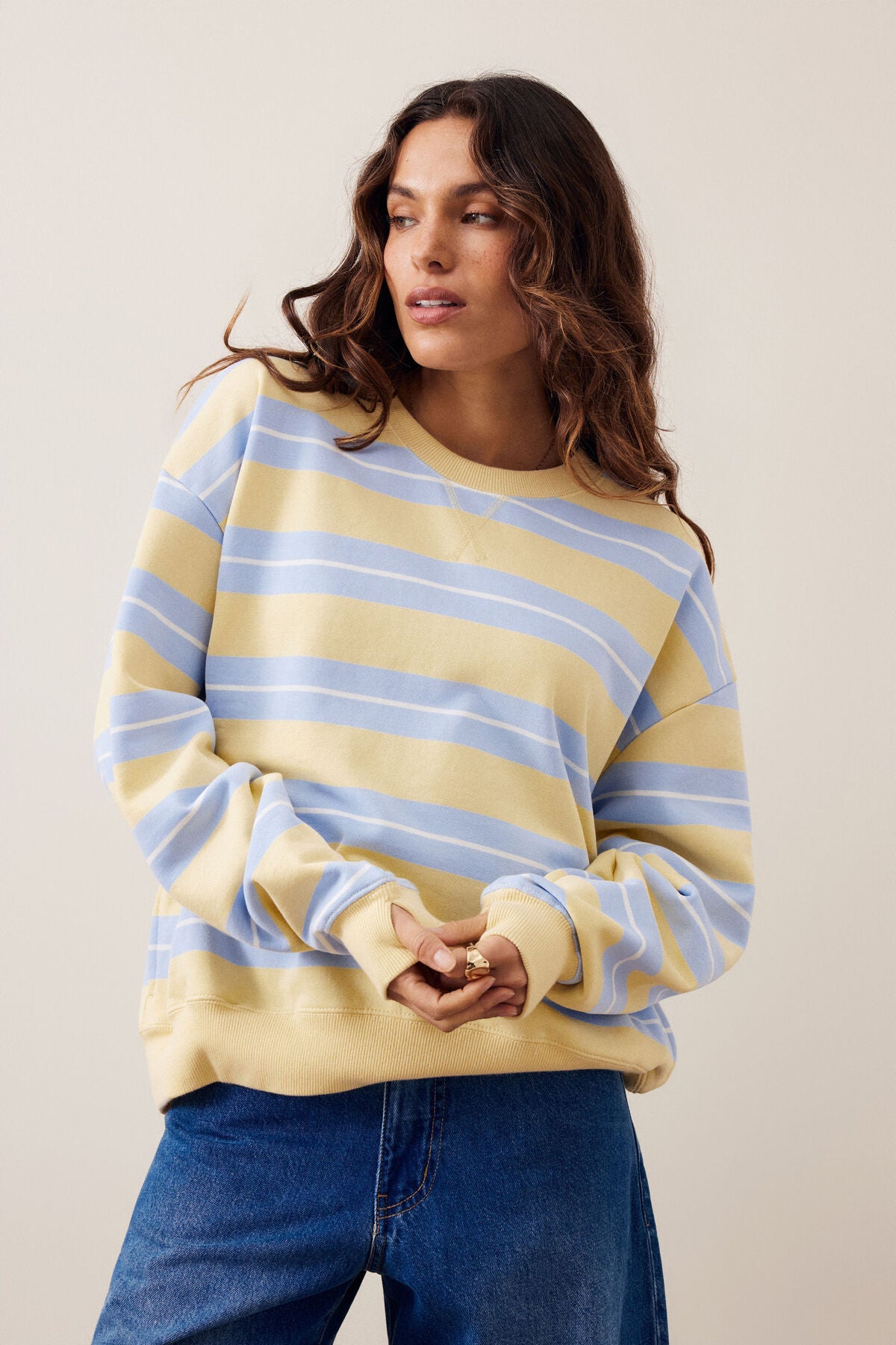 Romy Crew (Butter/China Blue Stripe)