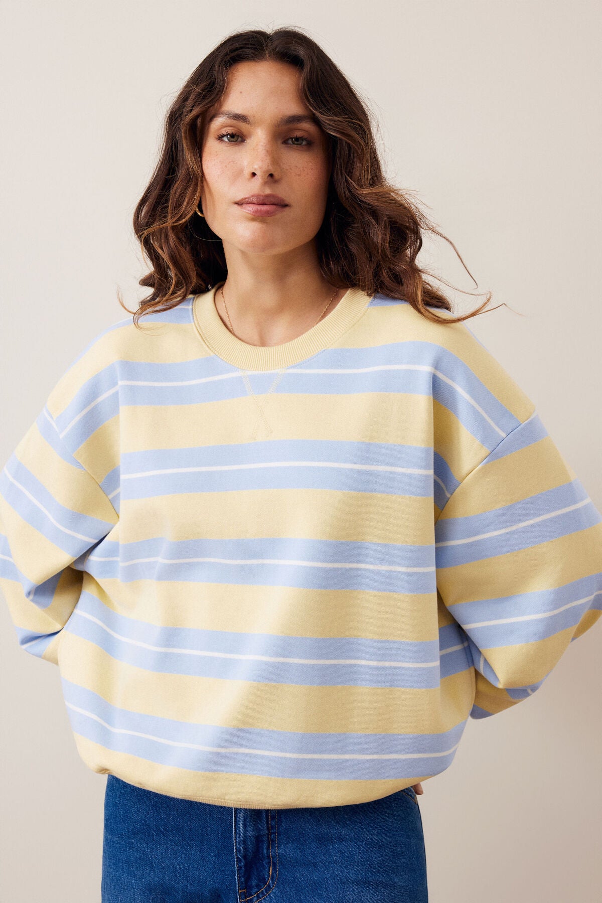 Romy Crew (Butter/China Blue Stripe)