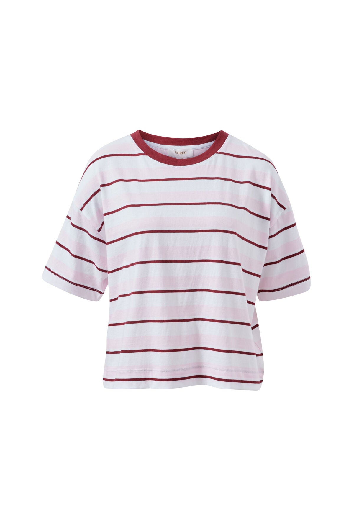Brea Boxy Tee (Sunfaded Pink/Mulburry Stripe)