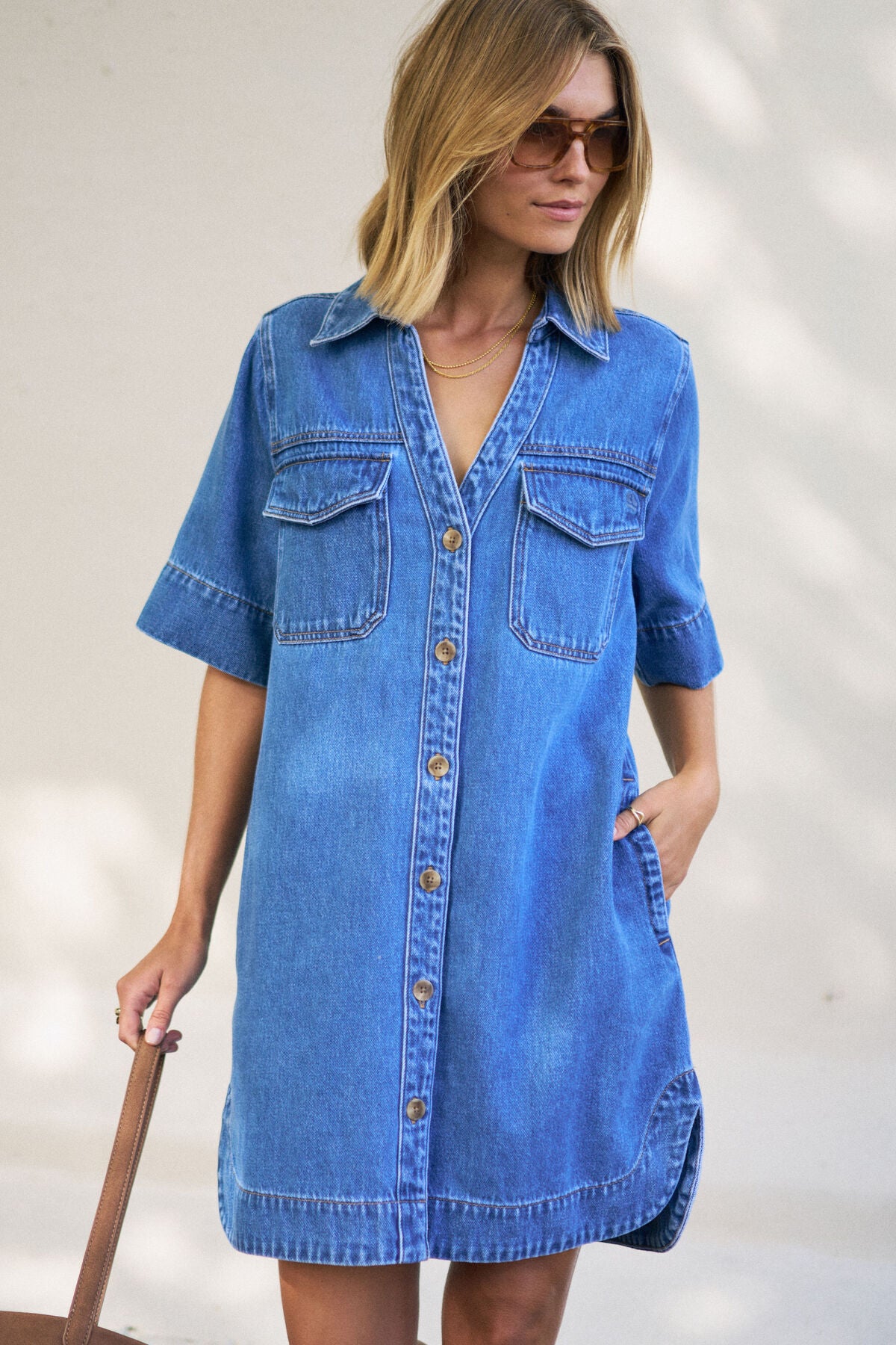 Bonnie Relaxed Shirt Dress (Fresh Indigo)