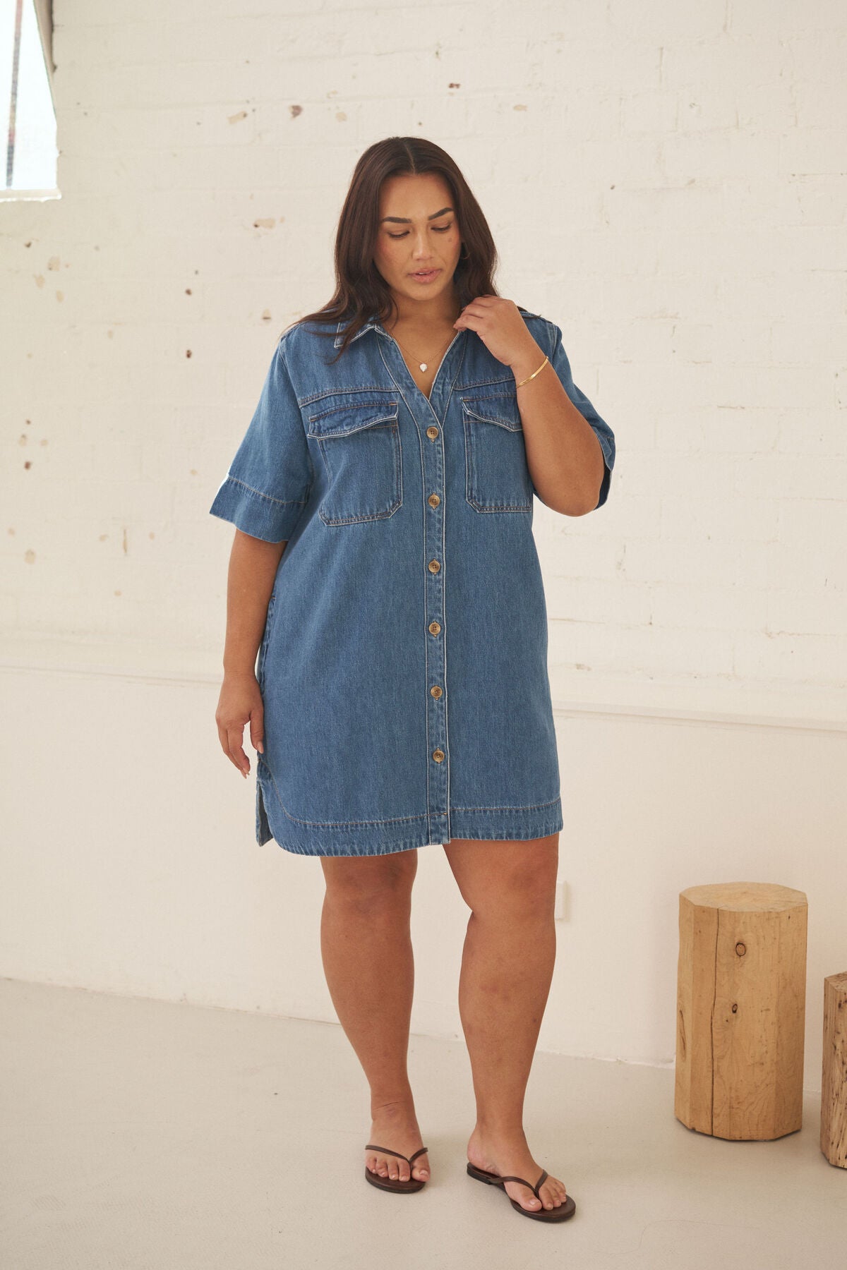 Bonnie Relaxed Shirt Dress (Fresh Indigo)