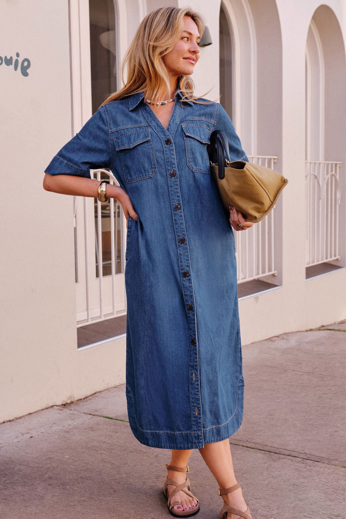 Sloane Short Sleeve Midi Dress (True Indigo)