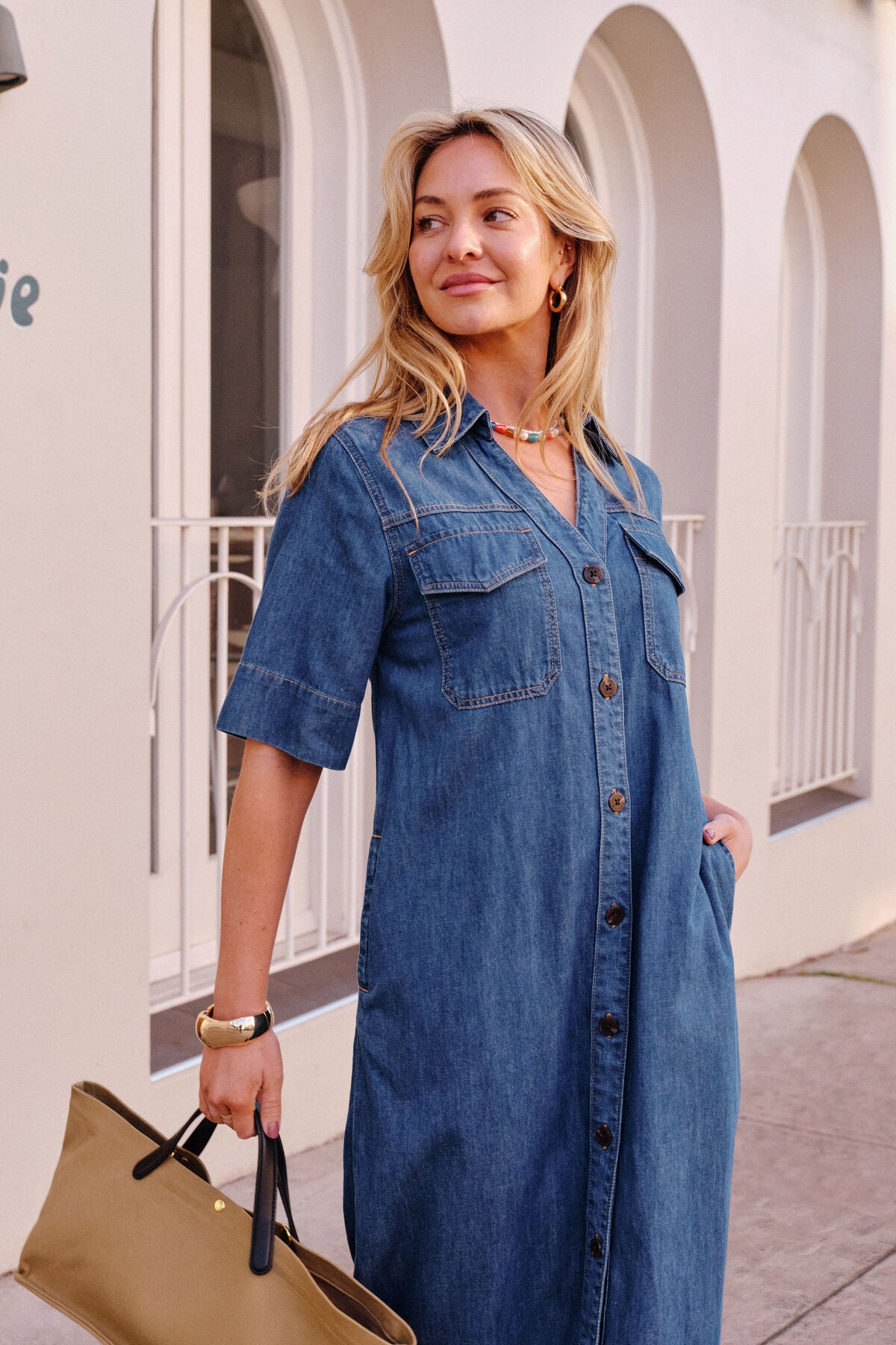 Sloane Short Sleeve Midi Dress (True Indigo)