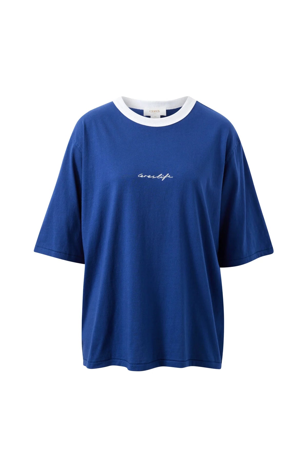 Luna Oversized Tee (Prussian Blue/Ceres Script Embroidery)