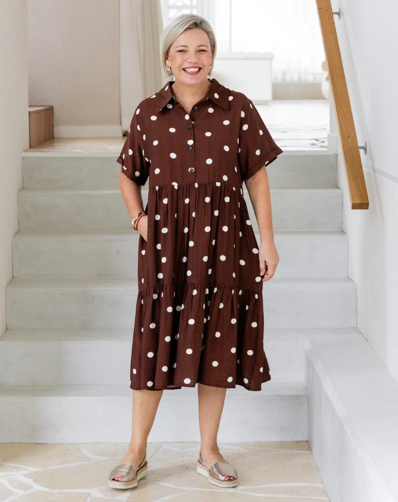 Amelia Dress (Chocolate Spot)