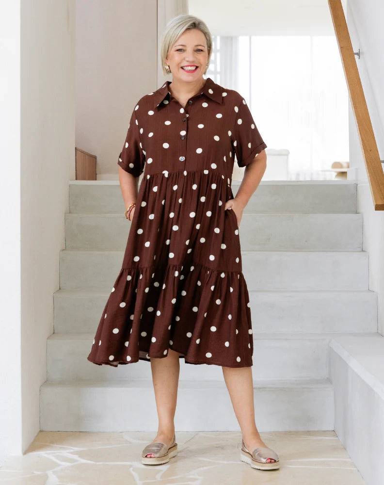 Amelia Dress (Chocolate Spot)