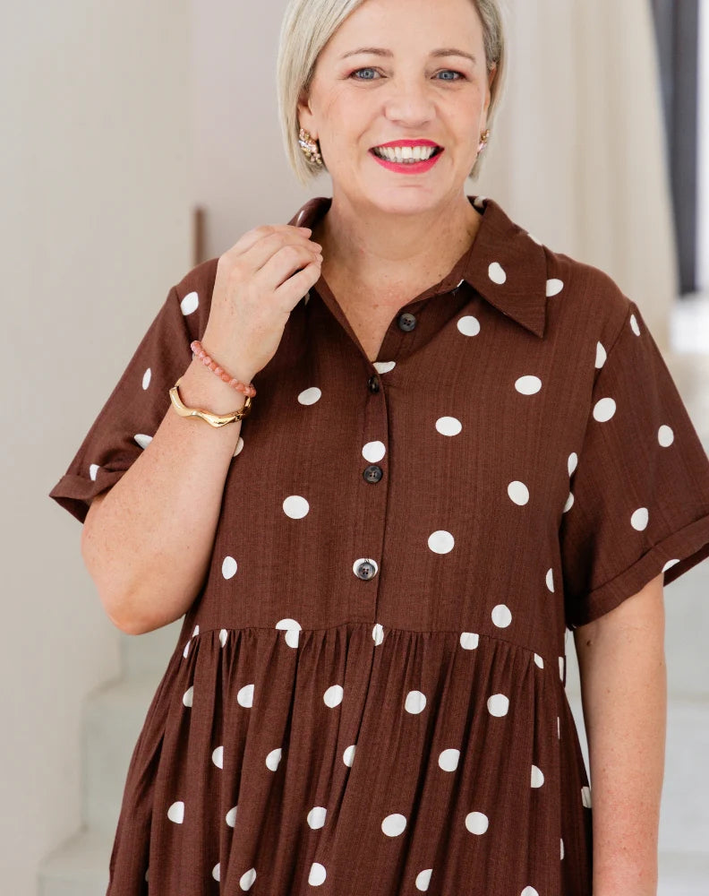 Amelia Dress (Chocolate Spot)