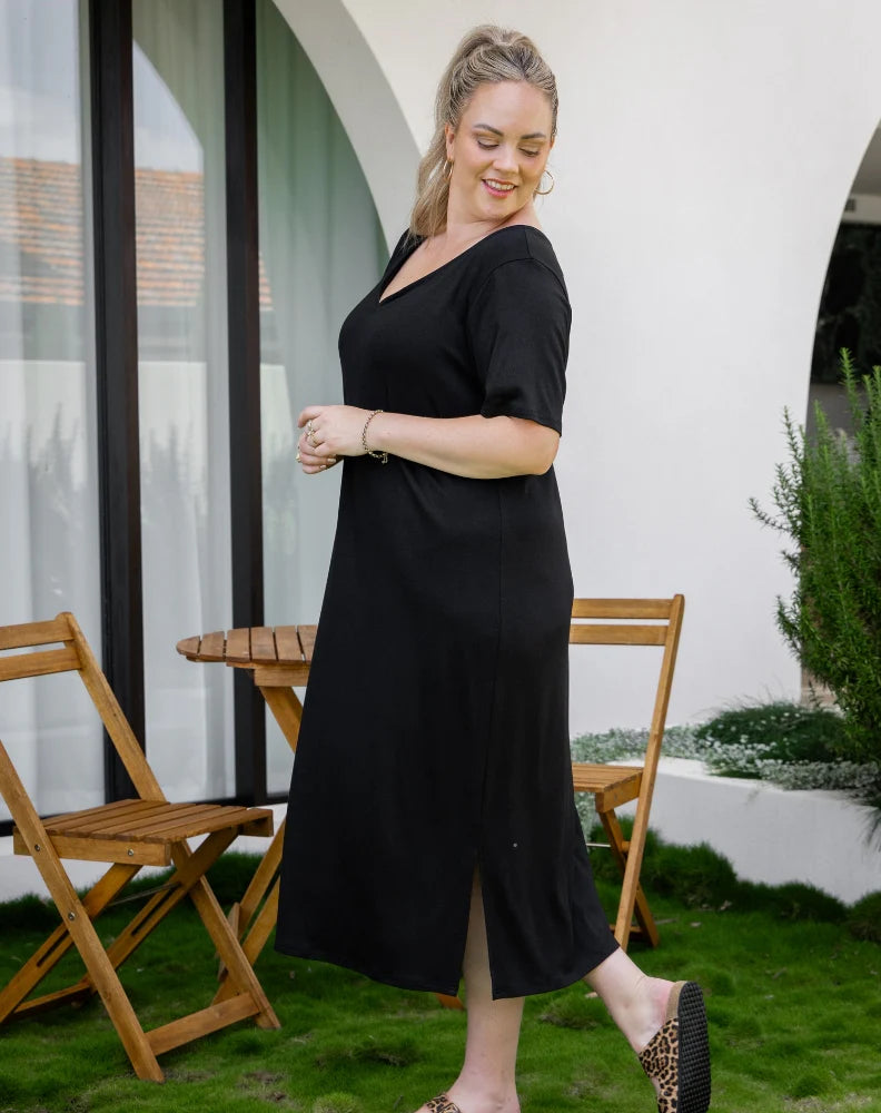 Harper Slip Dress (Black)