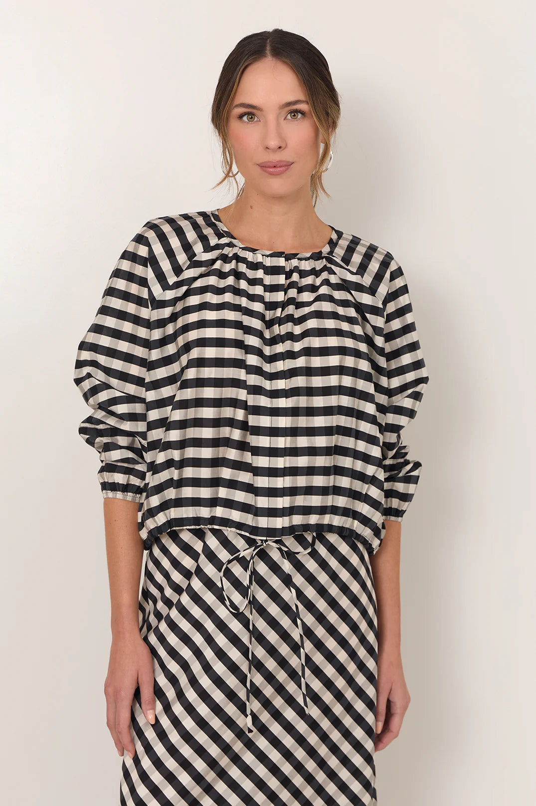 Yasmine Raglan Sleeve Gingham Top
