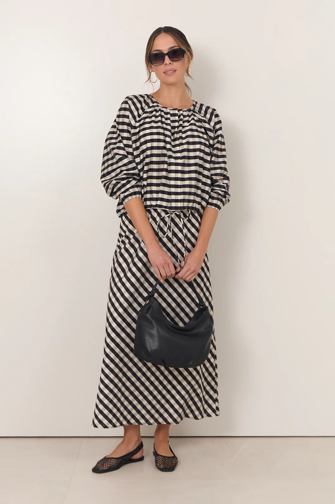 Yasmine Raglan Sleeve Gingham Top