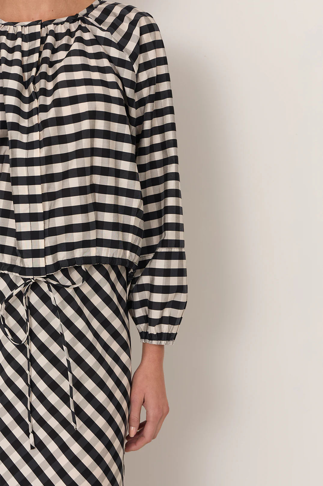 Yasmine Raglan Sleeve Gingham Top
