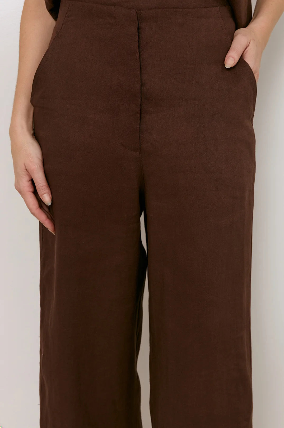 Lyndon Linen Cropped Pant (Chocolate)