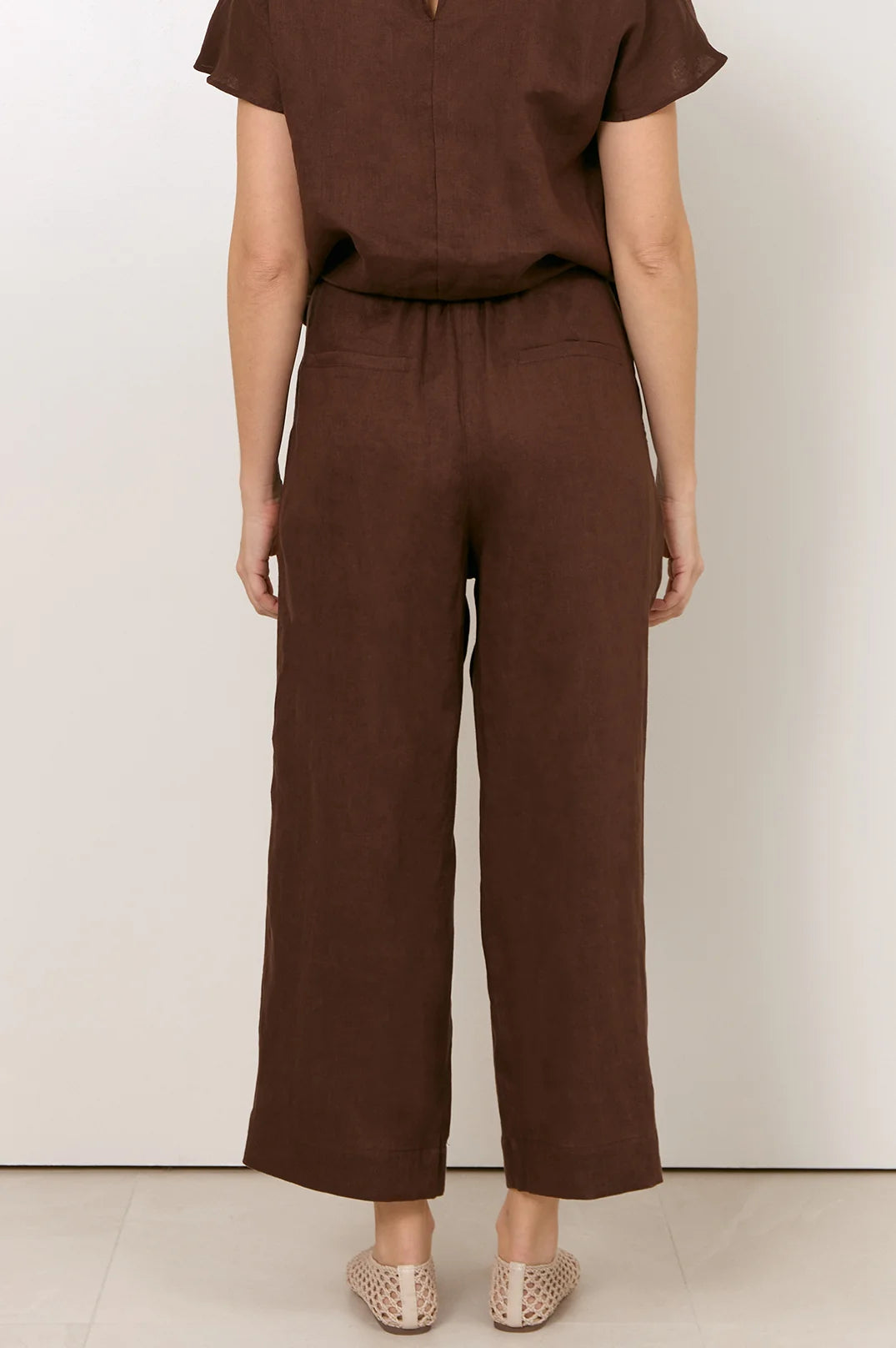 Lyndon Linen Cropped Pant (Chocolate)