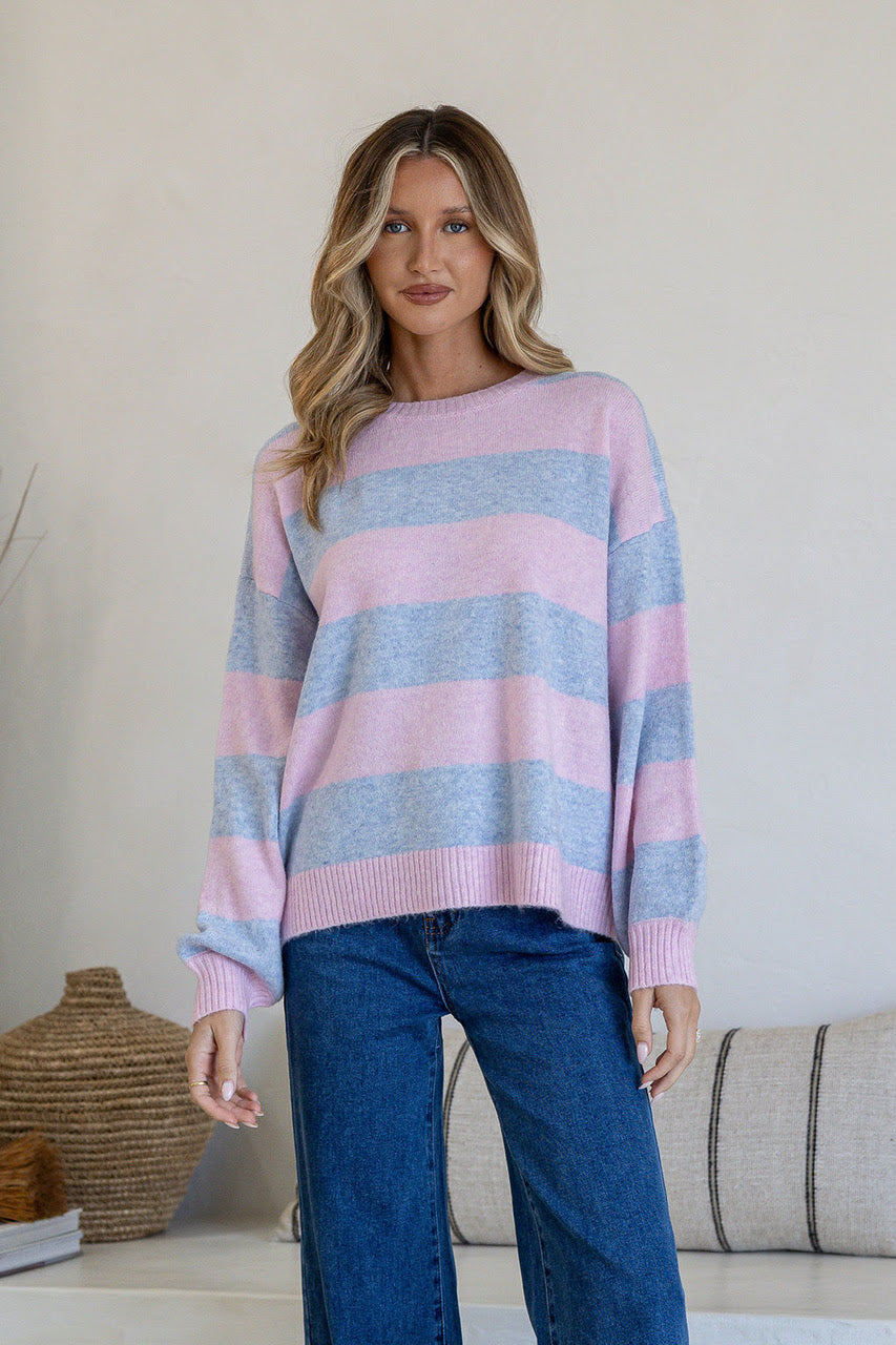 Brady Bunch Stripe Knit (Pink/Blue)