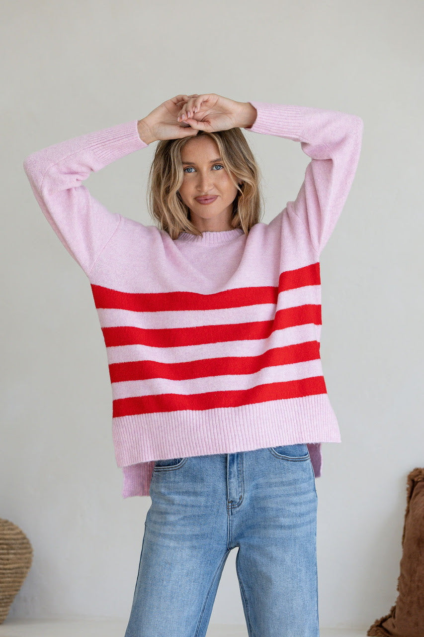 Stripe Manor Knit (Pink/Red)
