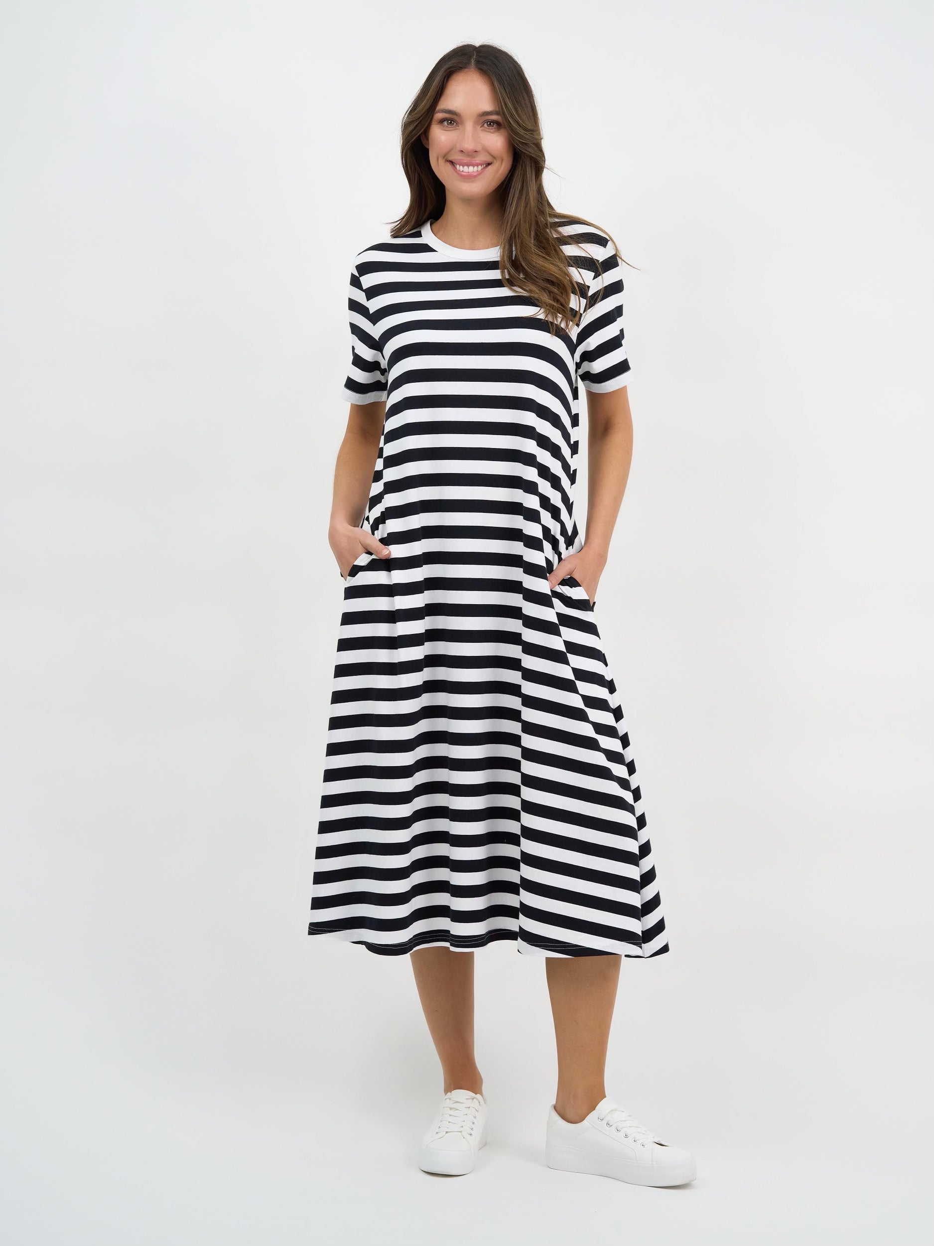 Jersey Stripe Dress (Black/White) - Something For Me Jersey Stripe Dress (Black/White) - Something For Me