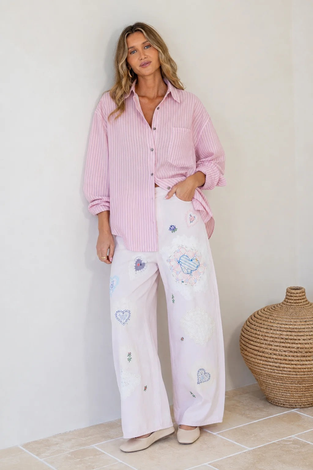 Stripe Boyfriend Shirt (Pink)