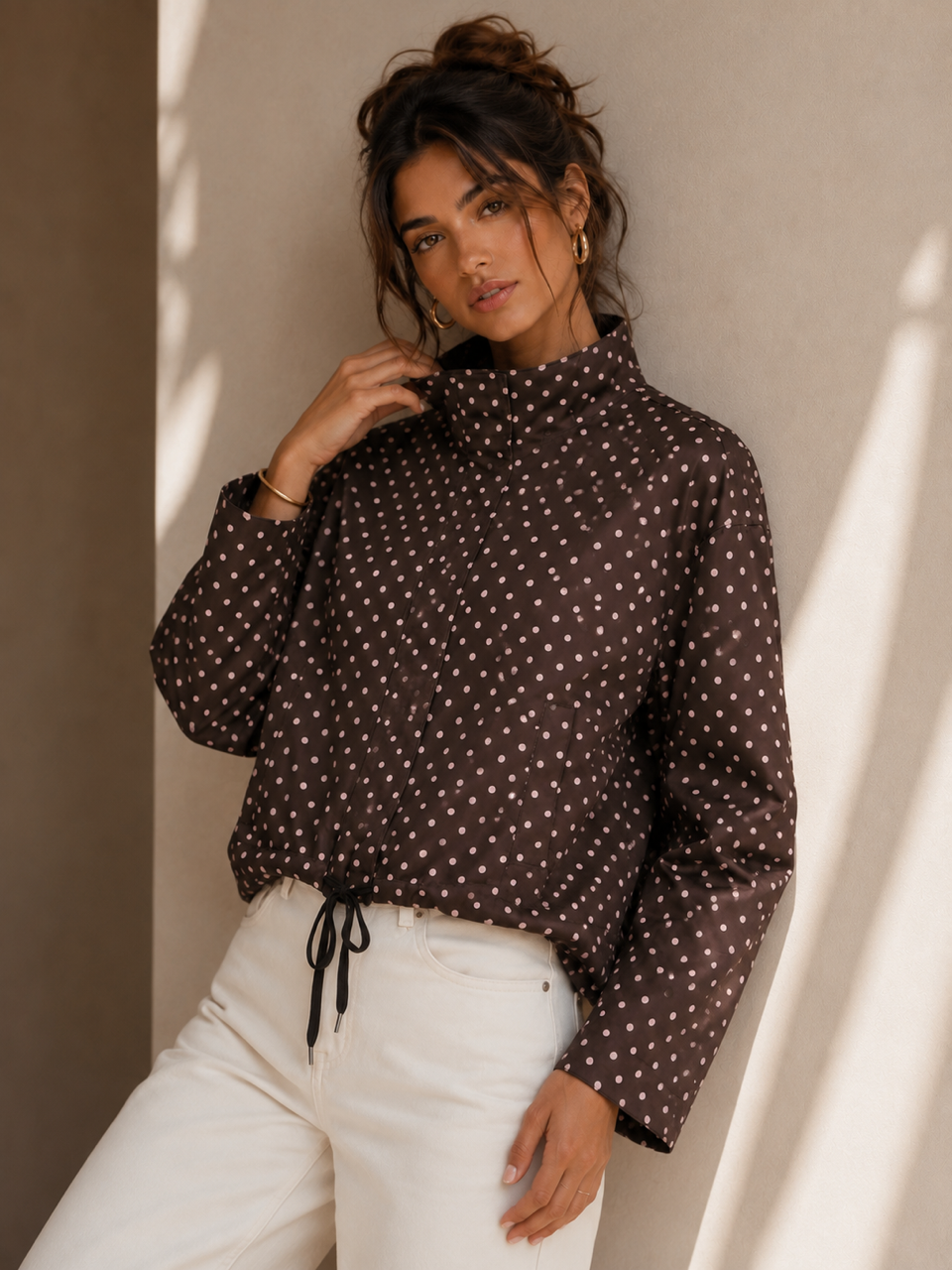 Polka Dot Spray Jacket (Choc)