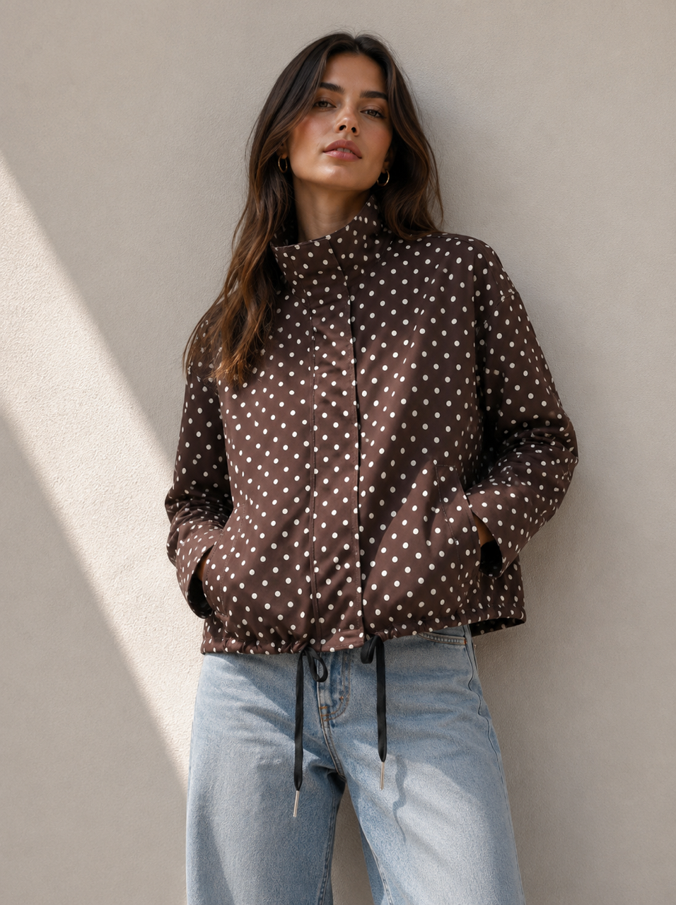 Polka Dot Spray Jacket (Choc)
