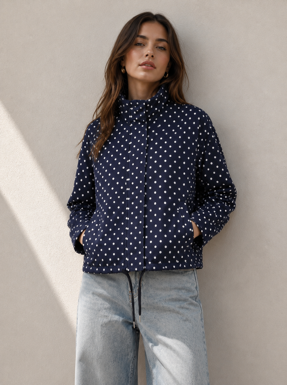 Polka Dot Spray Jacket (Navy)