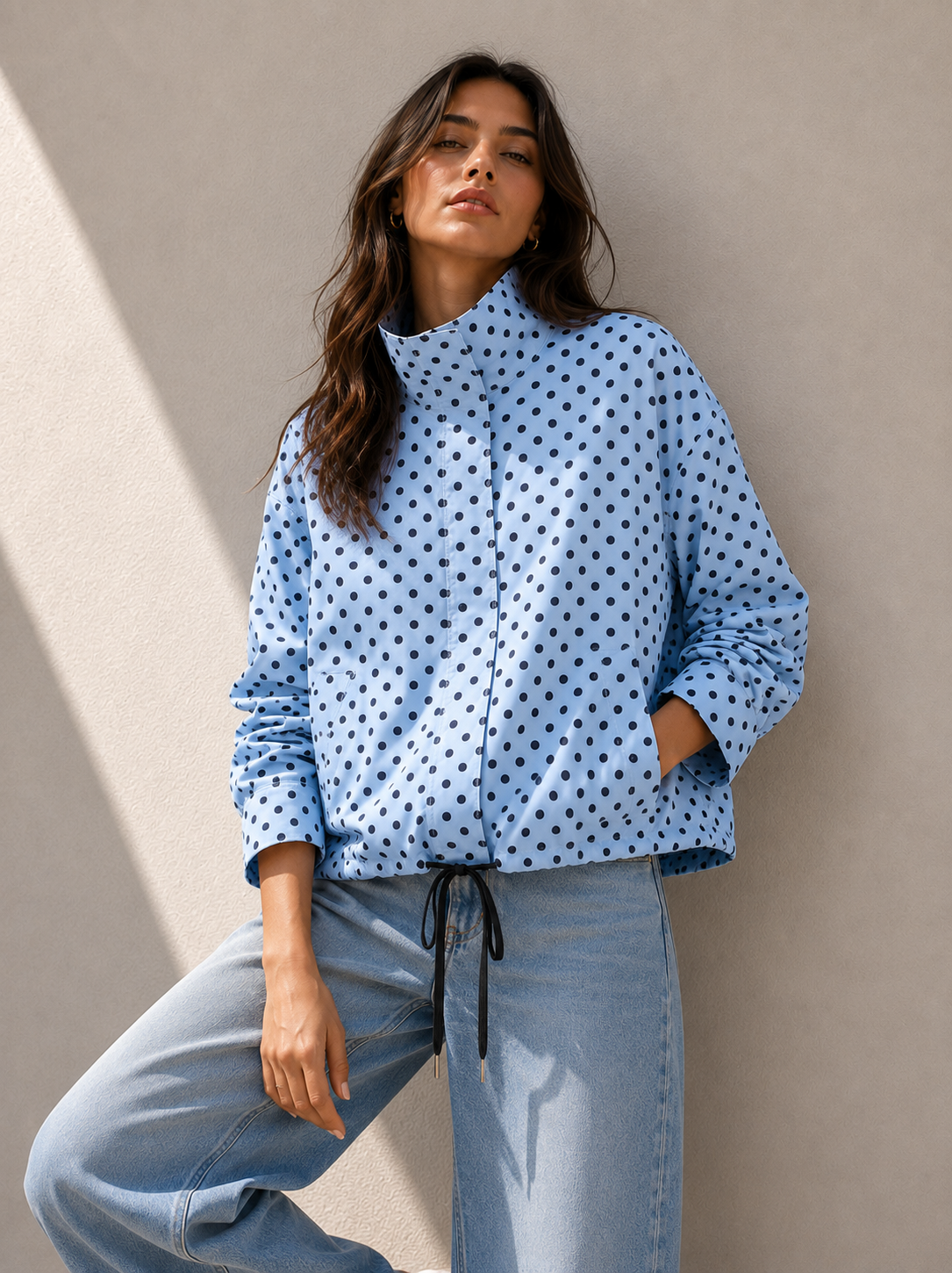 Polka Dot Spray Jacket (Blue)